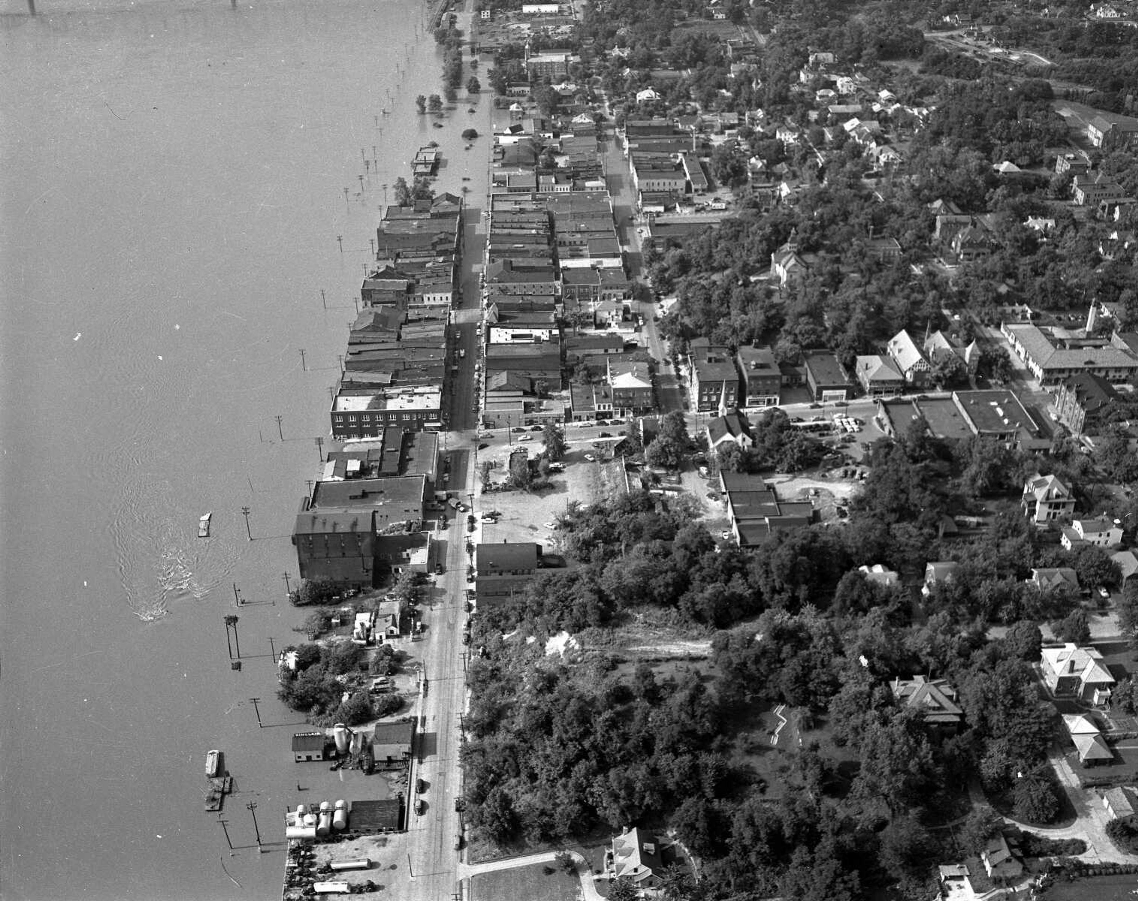 Downtown Cape Girardeau during a flood.