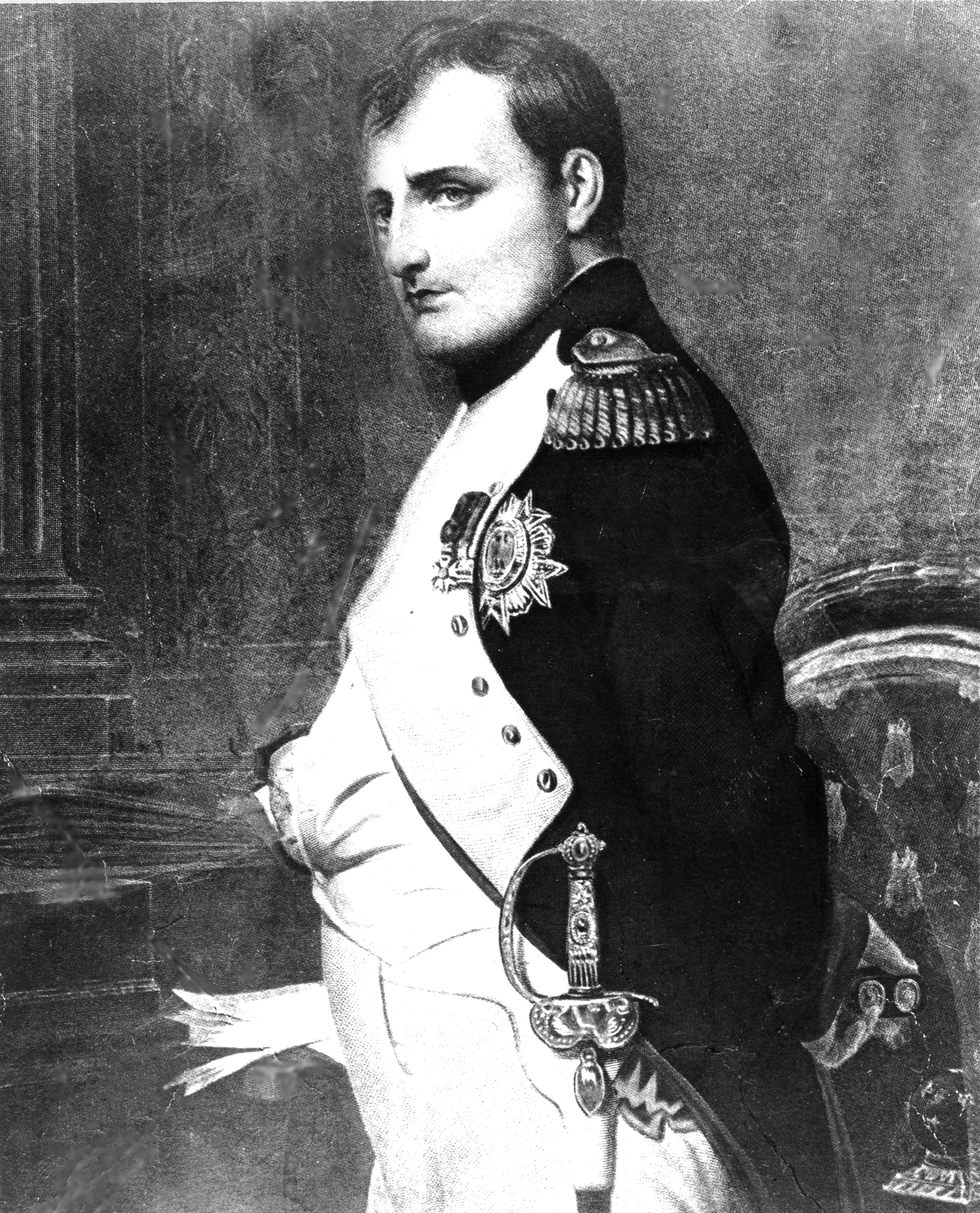 Napoleon Bonaparte, emperor, statesman and military leader of France, is depicted in this portrait by French painter Paul Delaroche. 