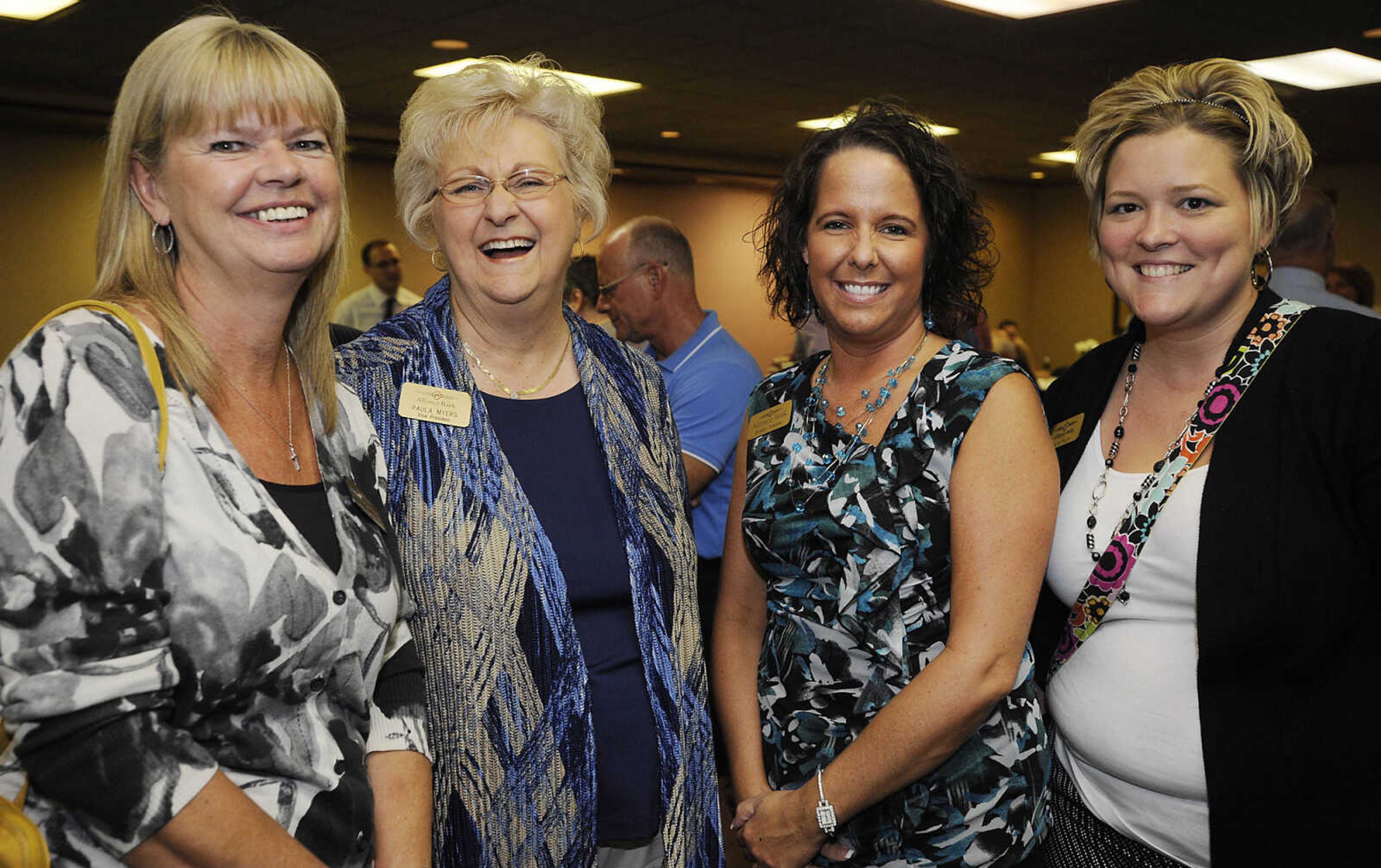 Peggy Kelley, left, and Paula Myers, Shelly Kaiser and Laura Payne at the Cape Girardeau Area Chamber of Commerce Business After Hours Tuesday, August 21, at Ray's Plaza Conference Center, 3257 William St.