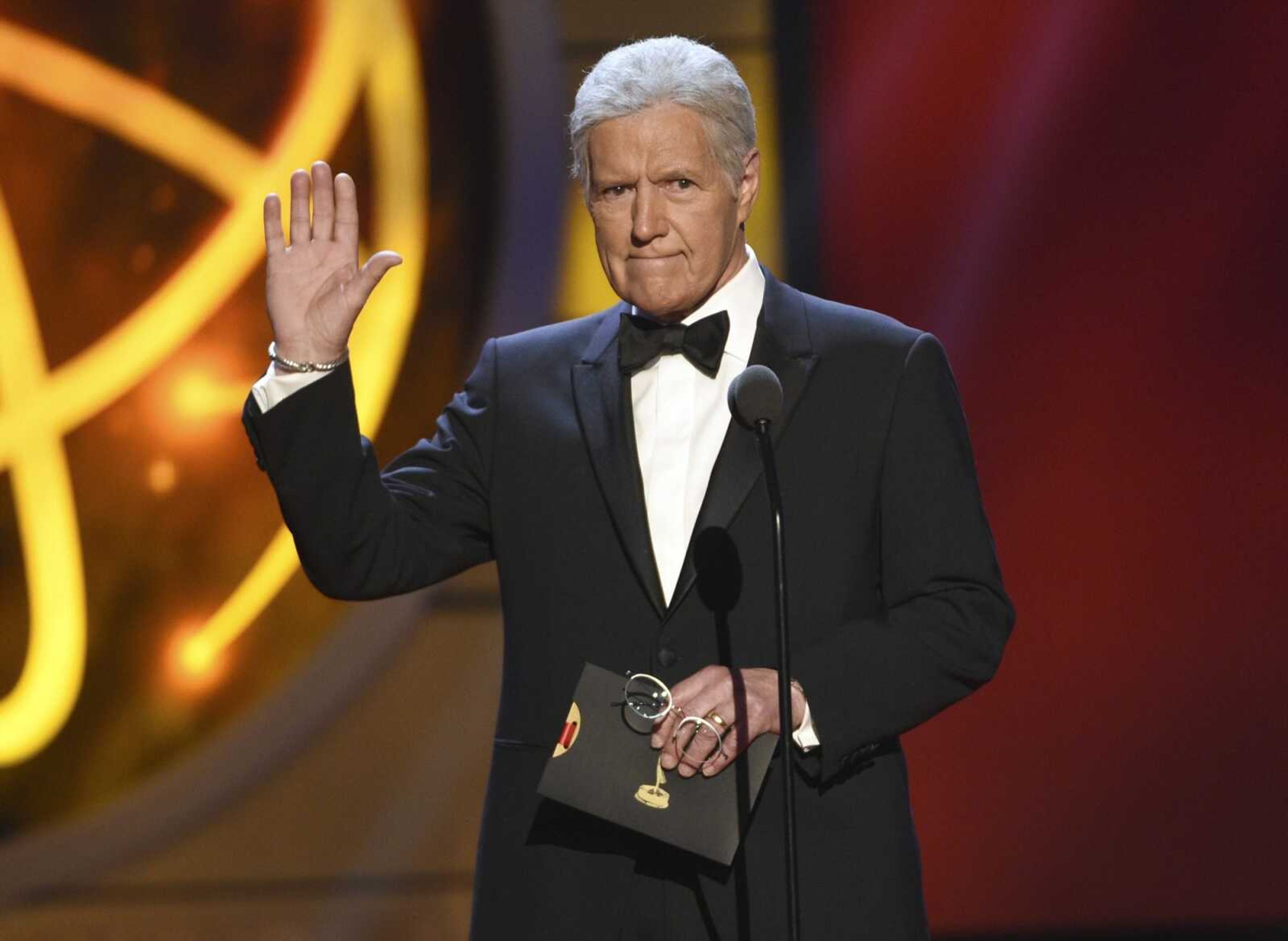 Alex Trebek gestures while presenting an award at the 46th annual Daytime Emmy Awards on May 5, 2019, in Pasadena, California. "Jeopardy!" Trebek died Sunday after battling pancreatic cancer for nearly two years.