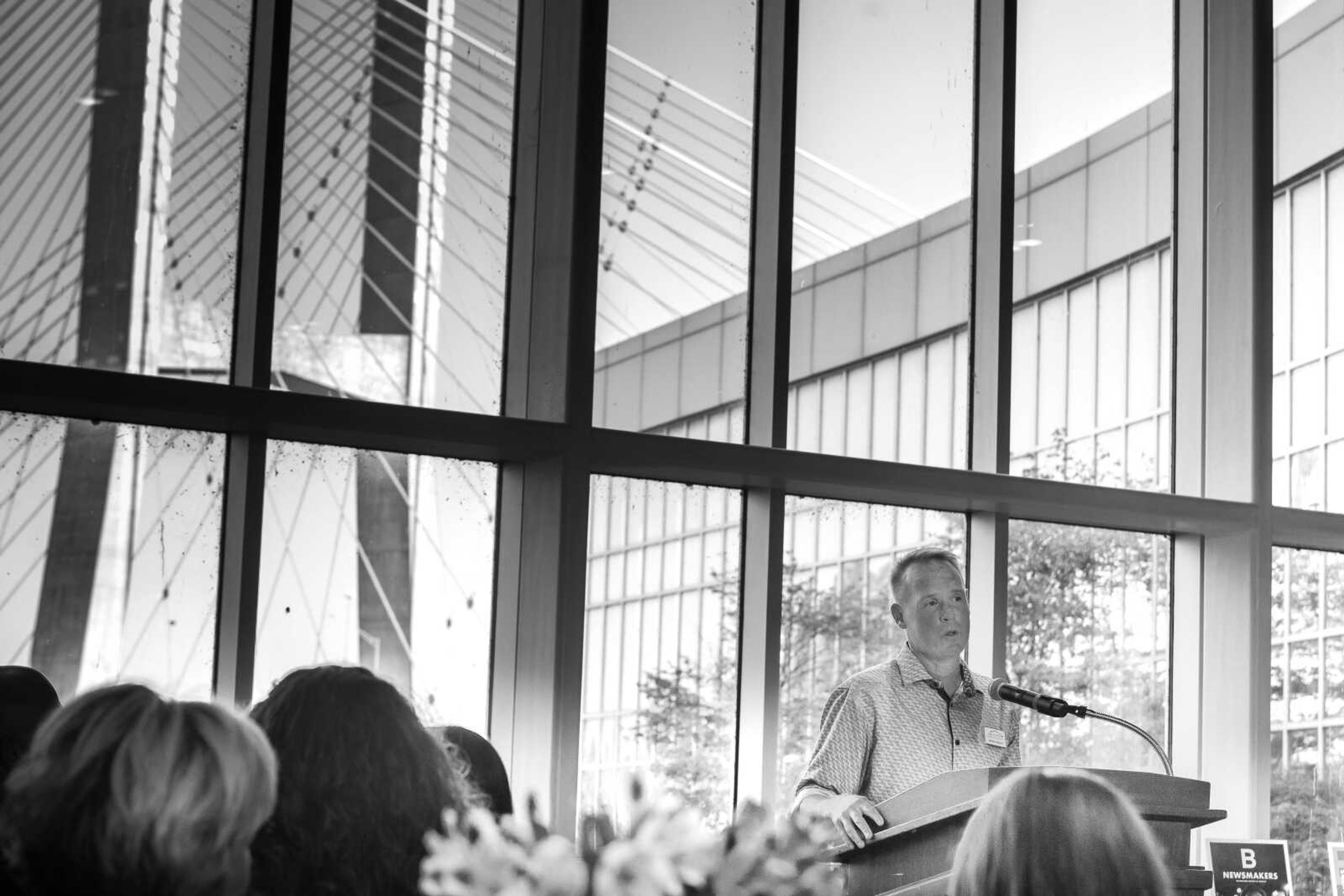 Jeremy Ferguson addresses the crowd at the at the Difference Makers awards banquet on Thursday, Sept. 8 at the SEMO River Campus.