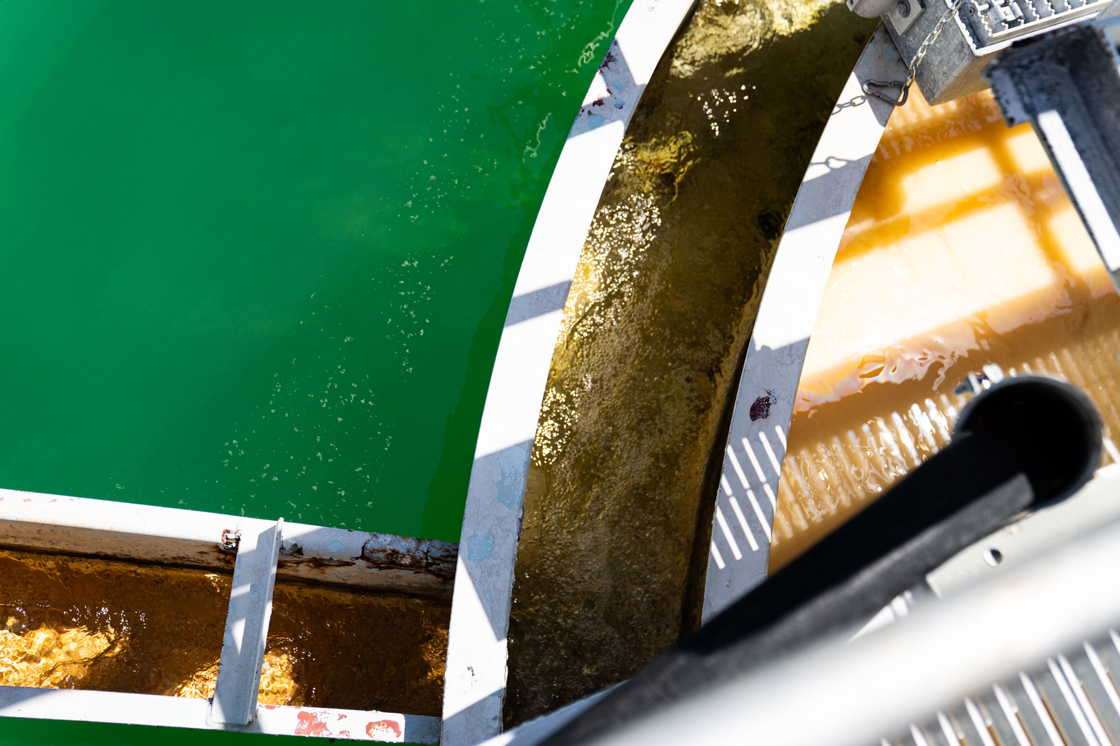 A view of one of the water clarifiers at the Cape Rock water treatment plant May 9 in Cape Girardeau.