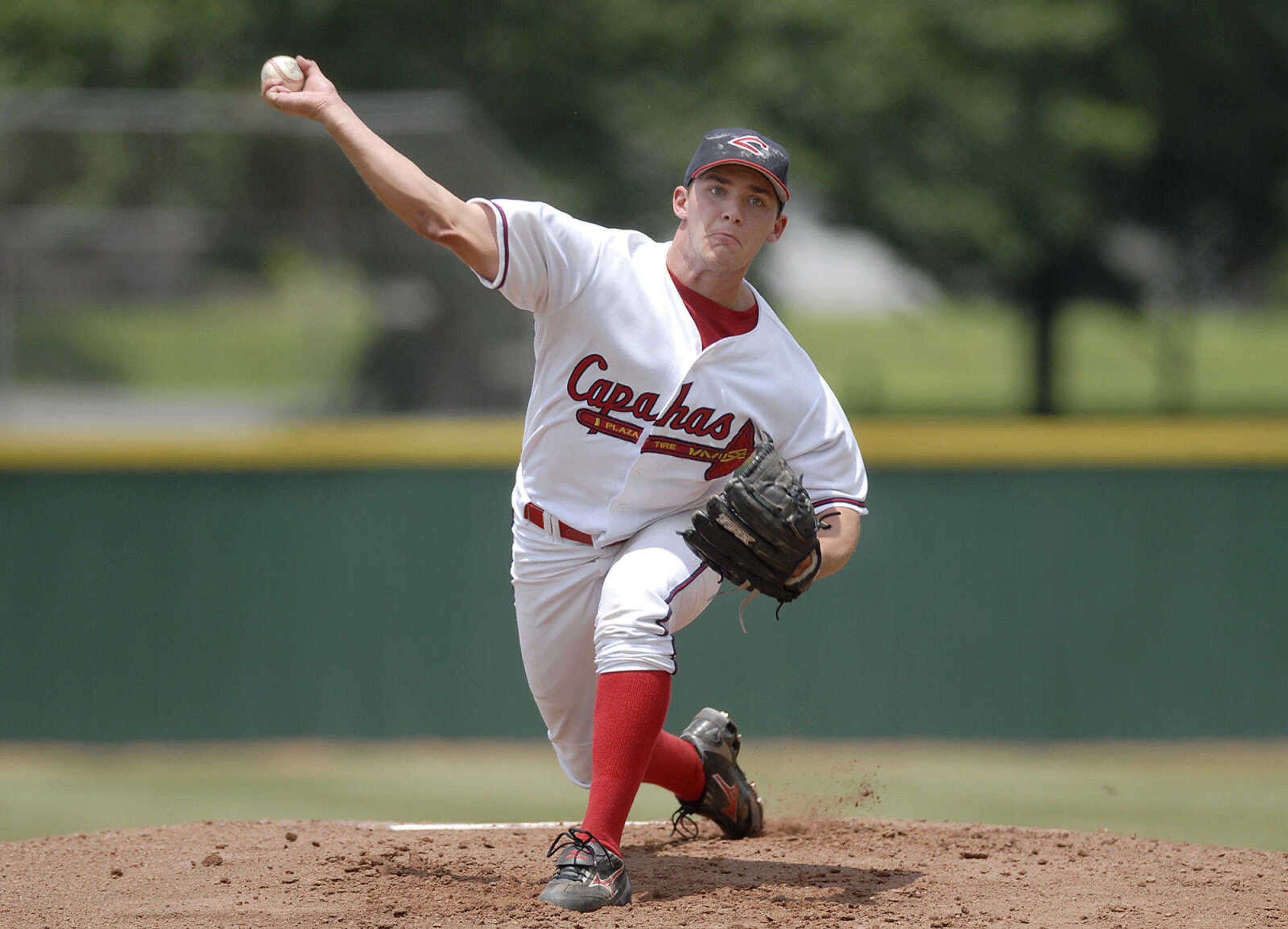 KIT DOYLE ~ kdoyle@semissourian.com
Capahas starting pitcher Brad LaBruyere delivers against Waterloo Saturday, June 13, 2009, at Capaha Field.