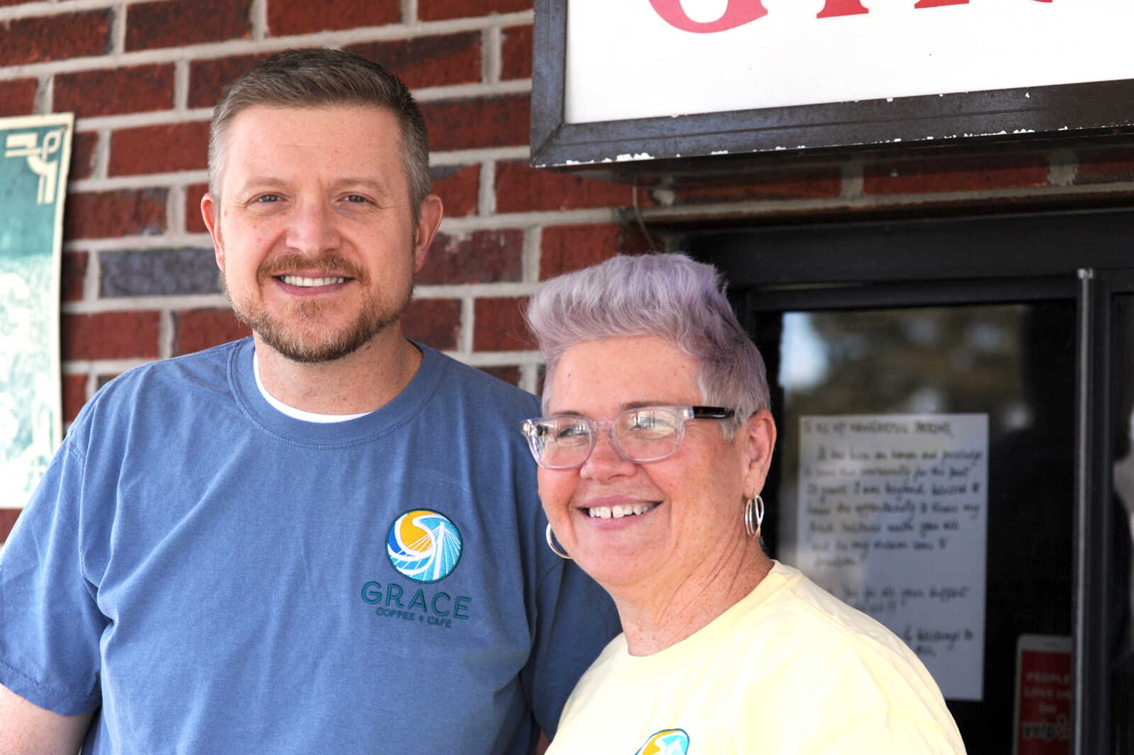 Brother-sister team Samuel Duer and Susan Stone at Grace Coffee & Cafe, 1865 Broadway in Cape Girardeau, which is slated to open Saturday, July 29, on the former site of Zoi's Gyros Corner. The not-for-profit operation will employ people with developmental disabilities.