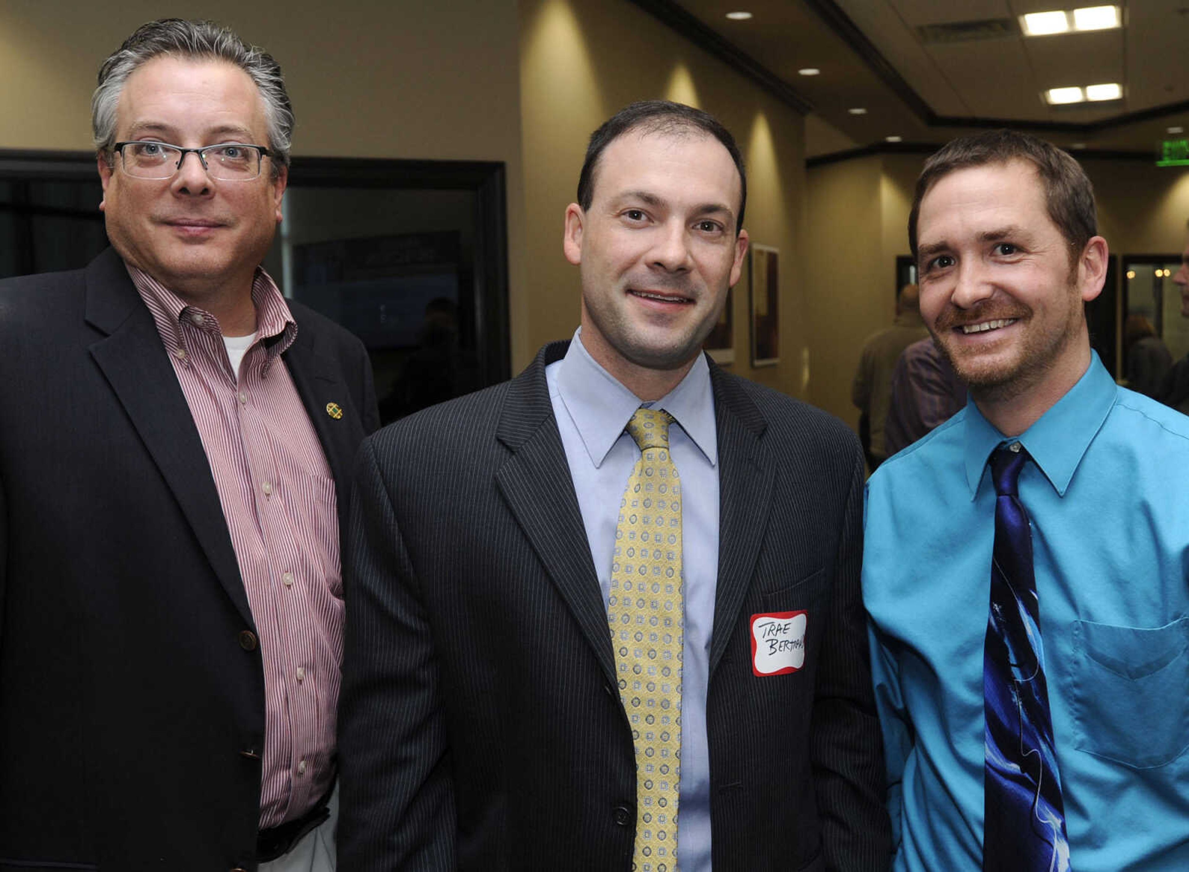 Daryl Leine, left, Banterra Bank; Trae Bertrand with Bradshaw, Steele, Cochrane & Berens law firm; Tim White, US Bank.