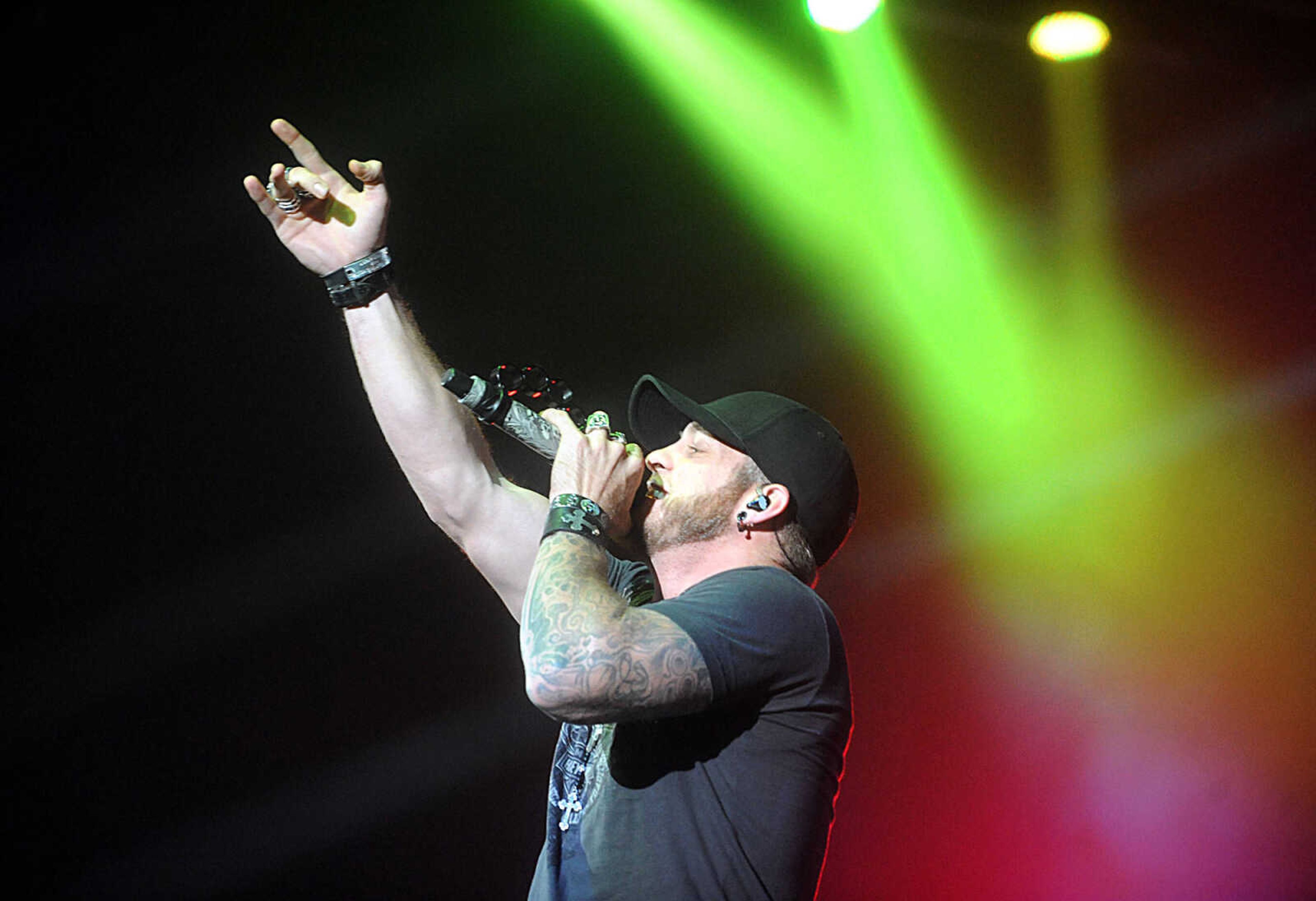 LAURA SIMON ~ lsimon@semissourian.com

Brantley Gilbert performs during his 'Let it Ride' tour stop at the Show Me Center in Cape Girardeau, Friday, Oct. 24, 2014.