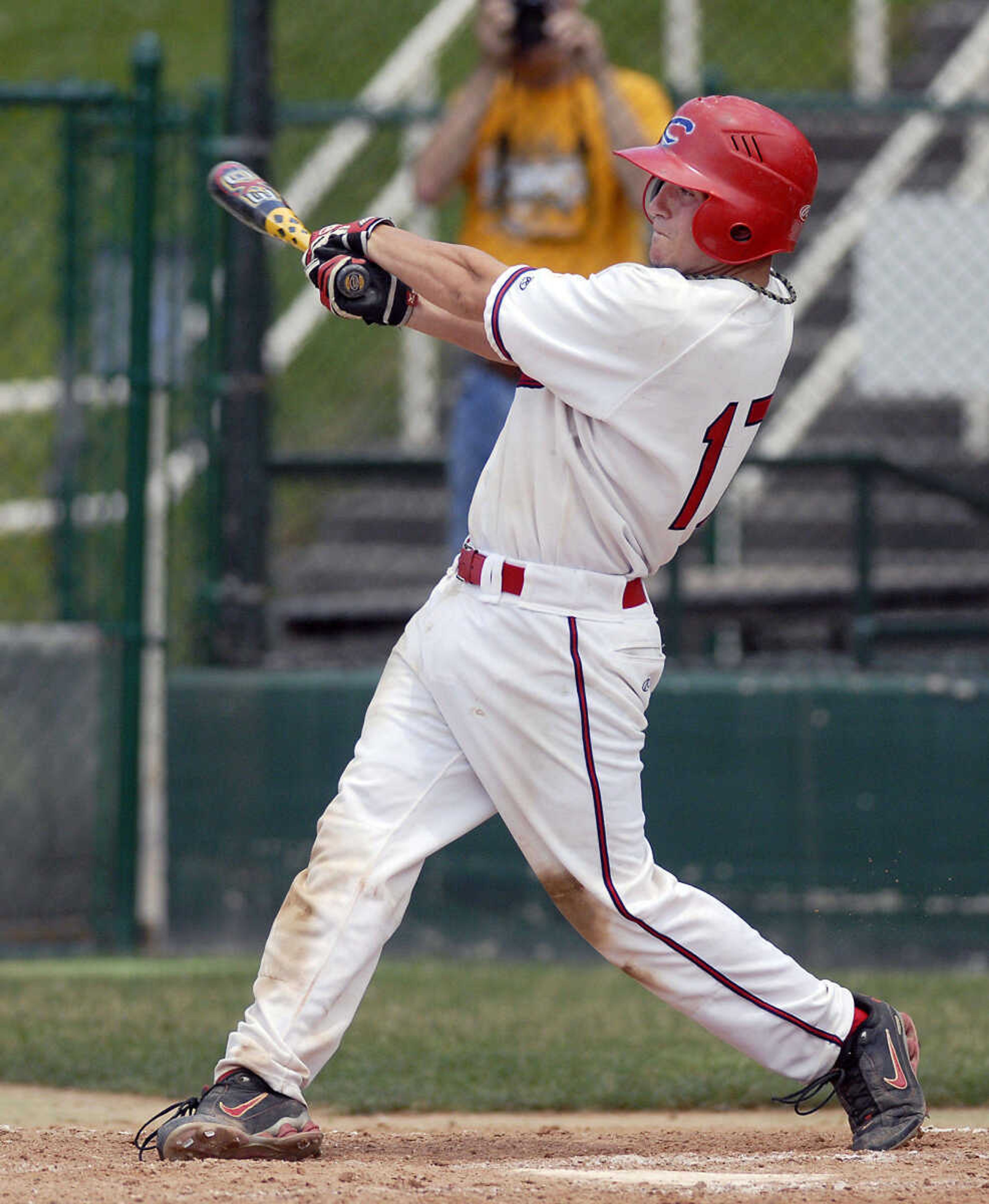 KIT DOYLE ~ kdoyle@semissourian.com
Drew Pixley singles Saturday, June 13, 2009, at Capaha Field.