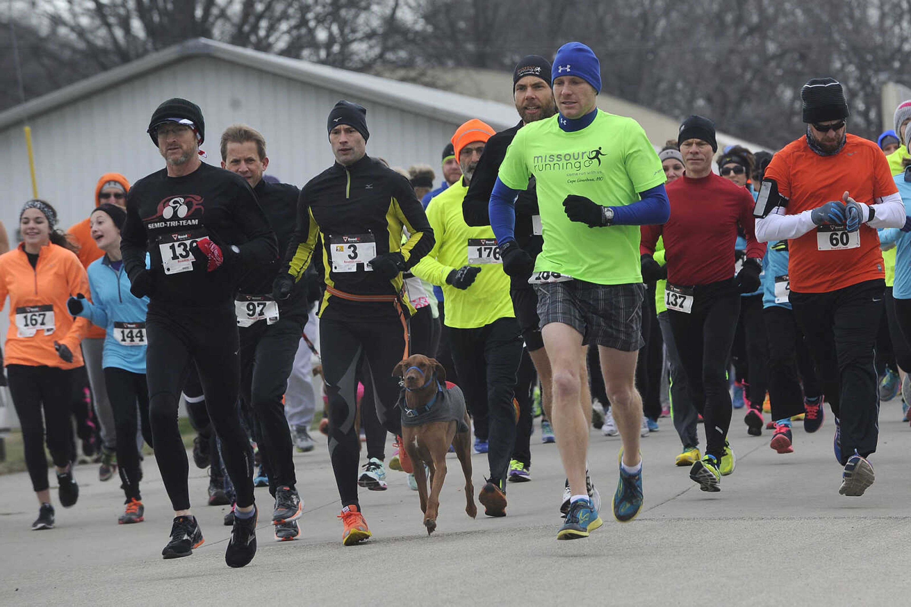 The myTEAM TRIUMPH Resolution 5K run Thursday, Jan. 1, 2015 at Arena Park in Cape Girardeau.