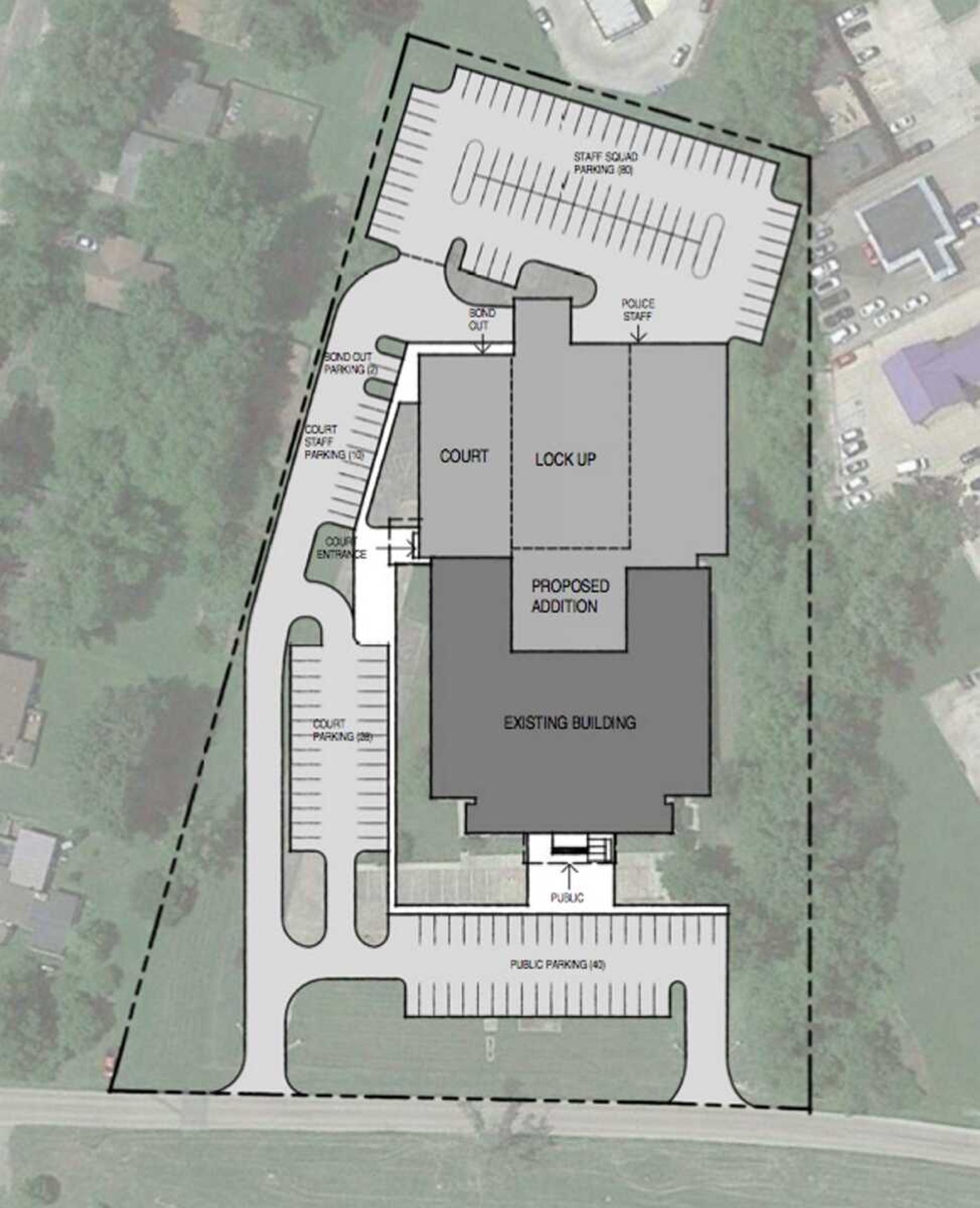 A proposed site plan From FGM Architects for the Cape Girardeau police station near Arena Park.