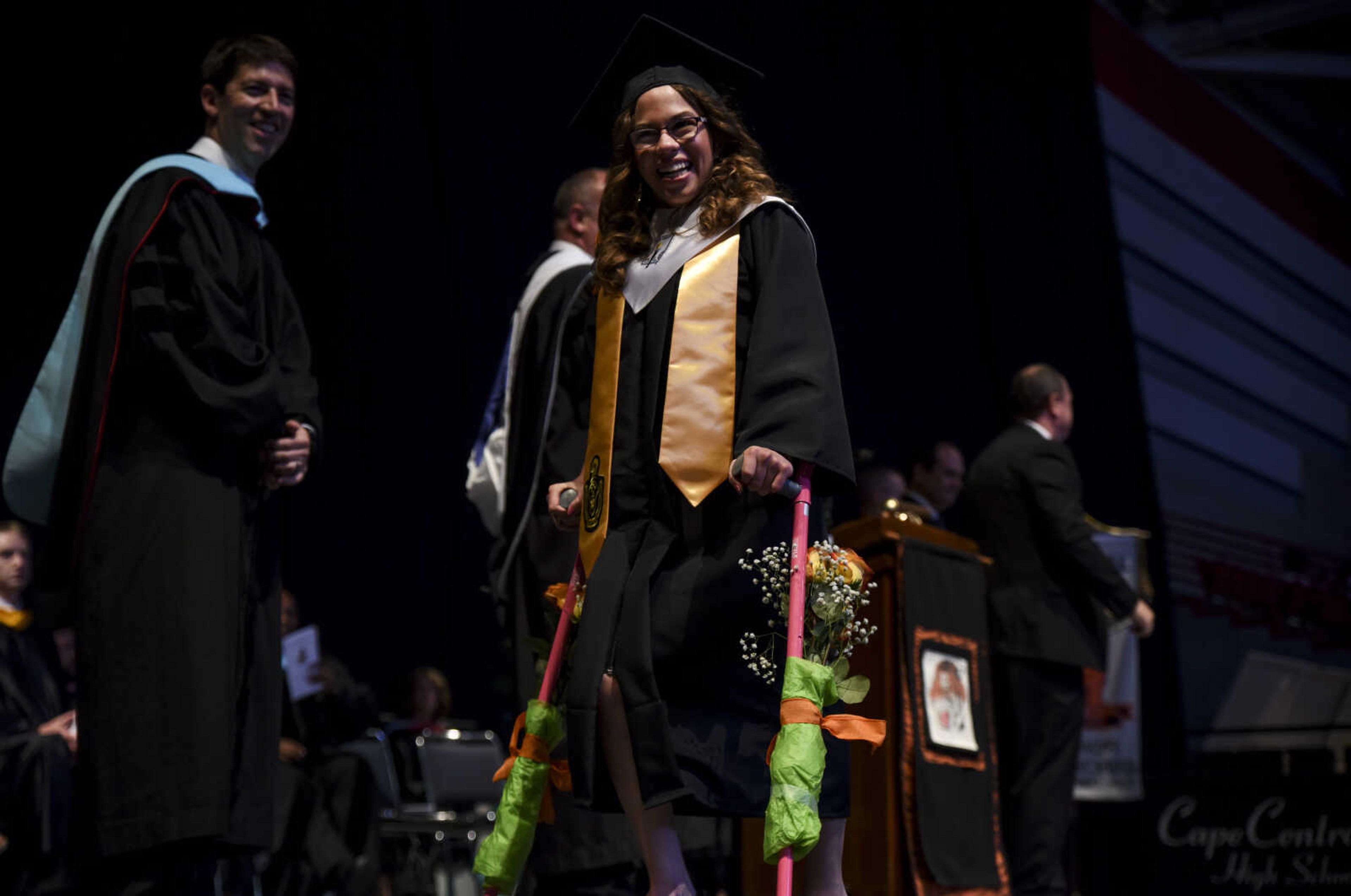 Graduates walk across the stage to get their diplomas during the Cape Central High School Class of 2018 graduation Sunday, May 13, 2018 at the Show Me Center in Cape Girardeau.