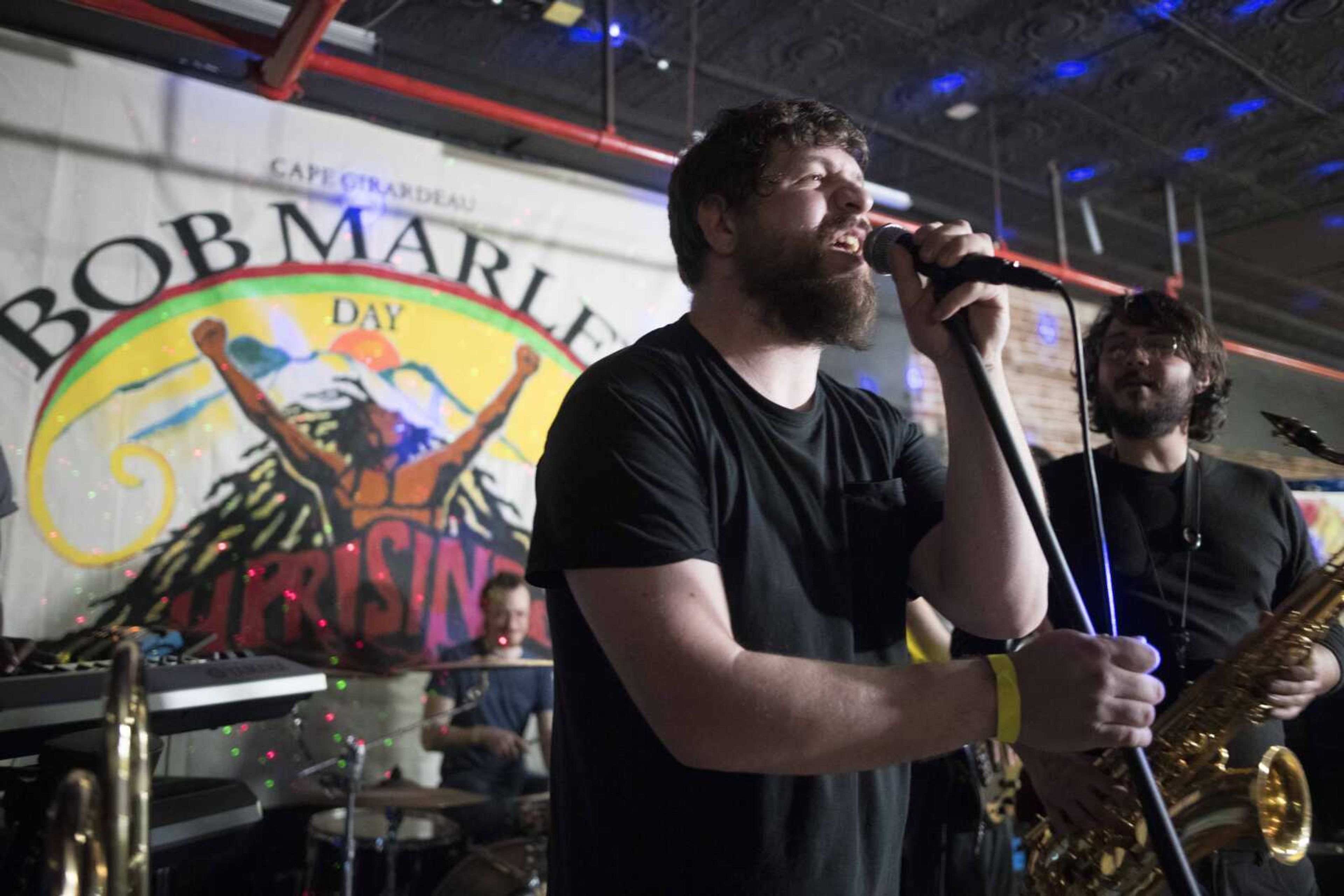 Sean Myers, of the Driftaways, performs with the band during the annual Bob Marley Day celebration Saturday, Feb. 15, 2020, at the Barn in Cape Girardeau.