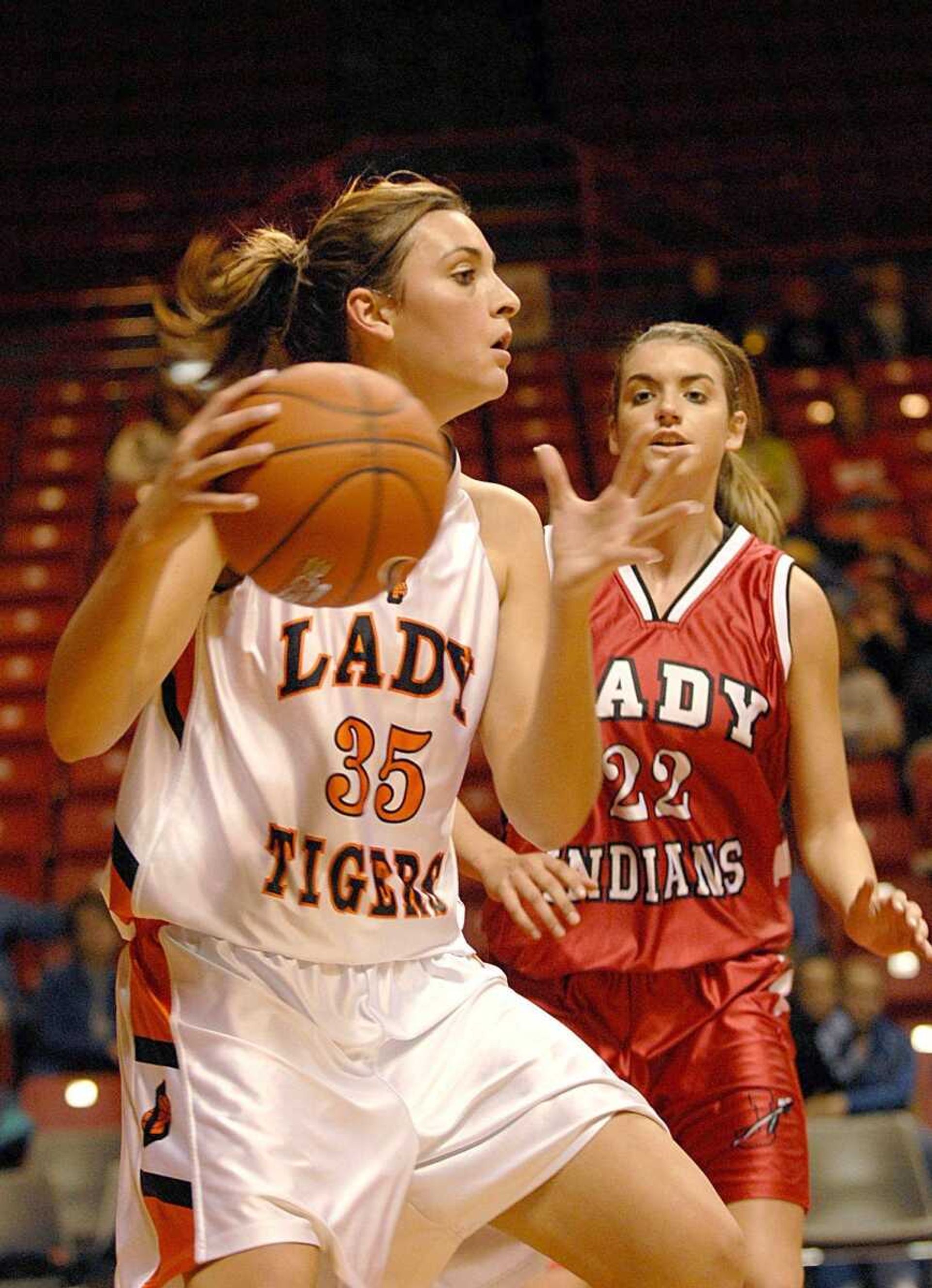 Cape Central's Wendi Zickfield pulls down a rebound during the third place game against Jackson on Friday, December 21, 2007 at the Show Me Center. (Aaron Eisenhauer)