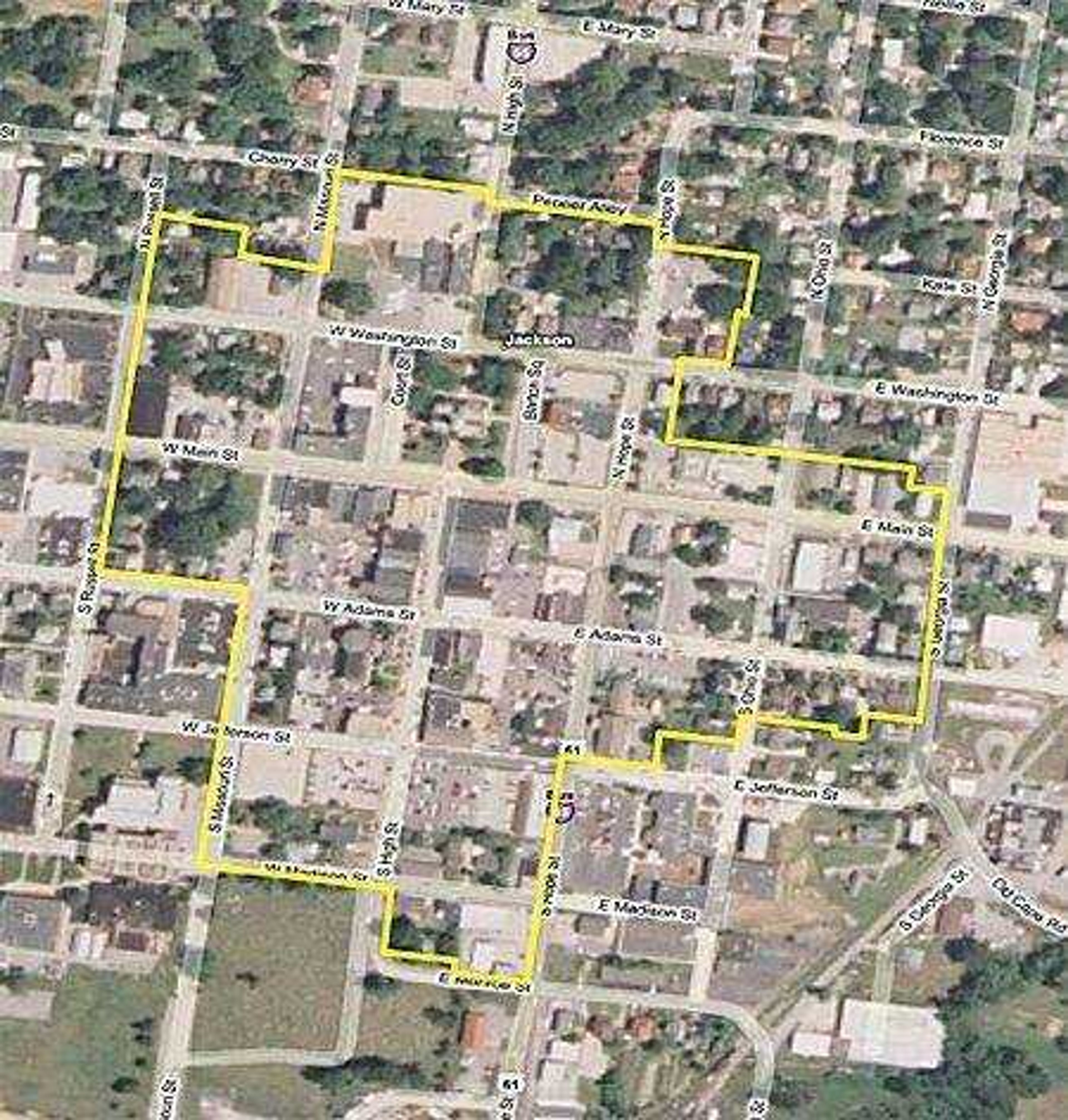 The outline on this aerial map of part of Jackson shows the DREAM project boundary. (submitted photo)