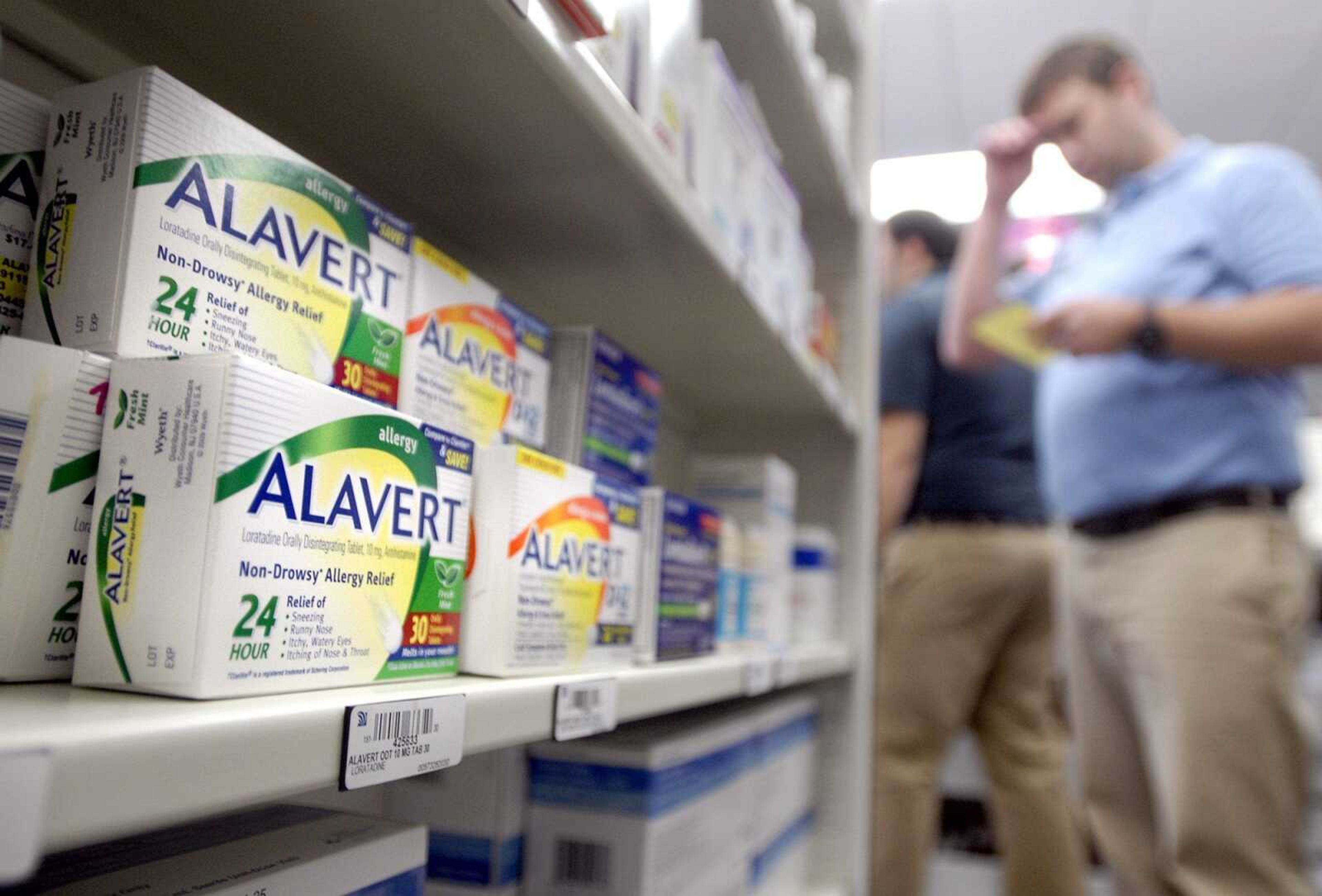 Medications containing pseudoephedrine such as Allegra-D, Alavert and Mucinex D are kept behind the counter at Broadway Prescription Shop in Cape Girardeau. The Cape Girardeau law requiring a written prescription for medications containing pseudoephedrine has been in affect for nearly a year. (Laura Simon)