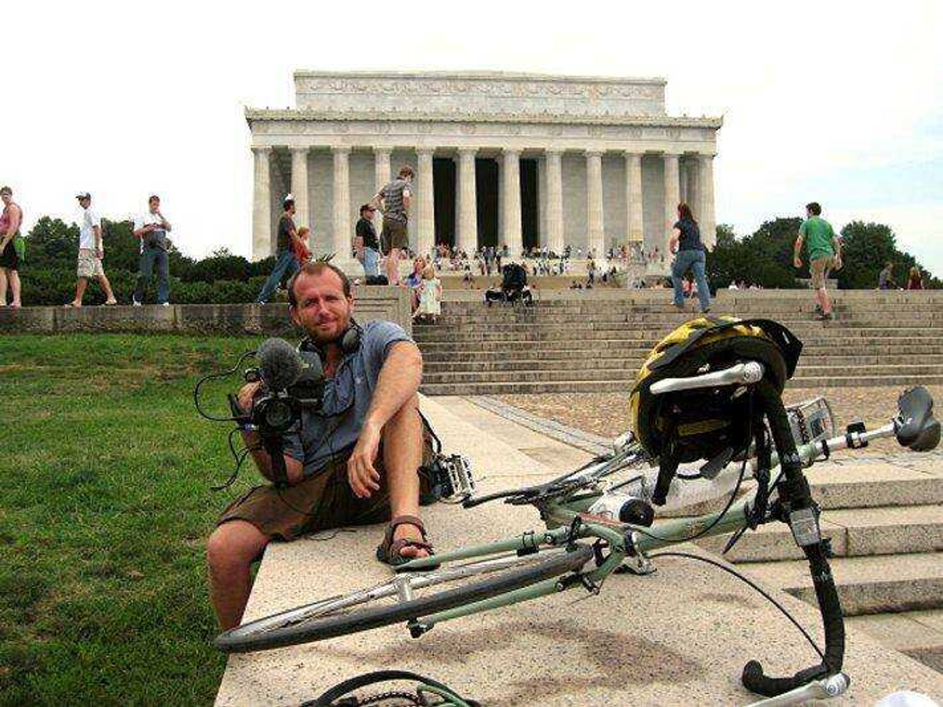 My friend and co-producer Isaac Brown on the National Mall in front of the Lincoln Memorial.