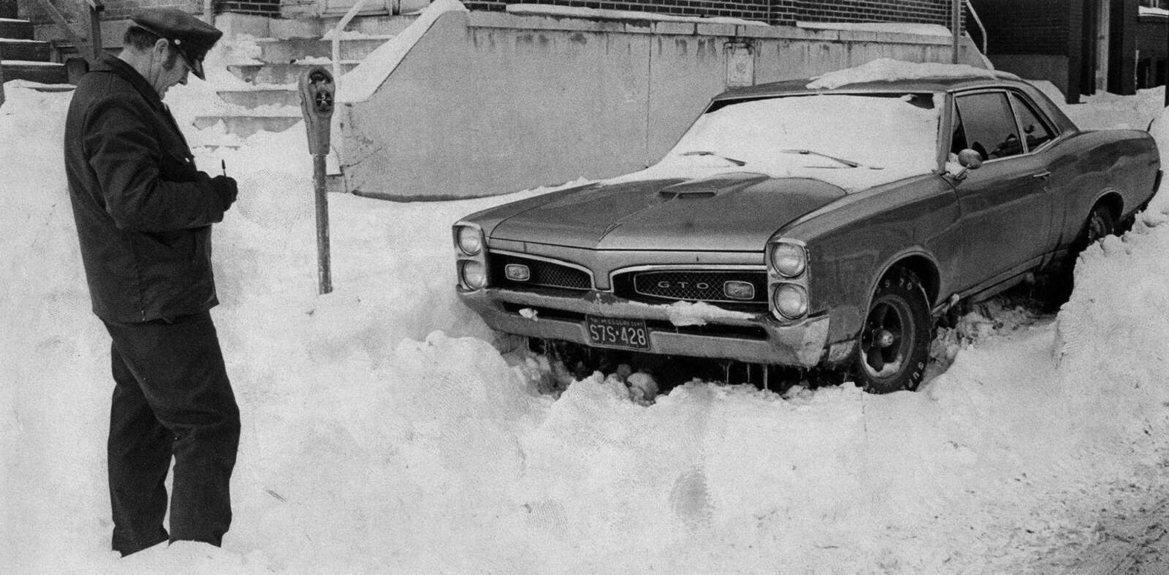 SOUTHEAST MISSOURIAN ~ photos@semissourian.com
Jan. 22 1978
Patrolman Norval Friese writes the license number of an automobile parked too long at a meter space on Spanish Street.