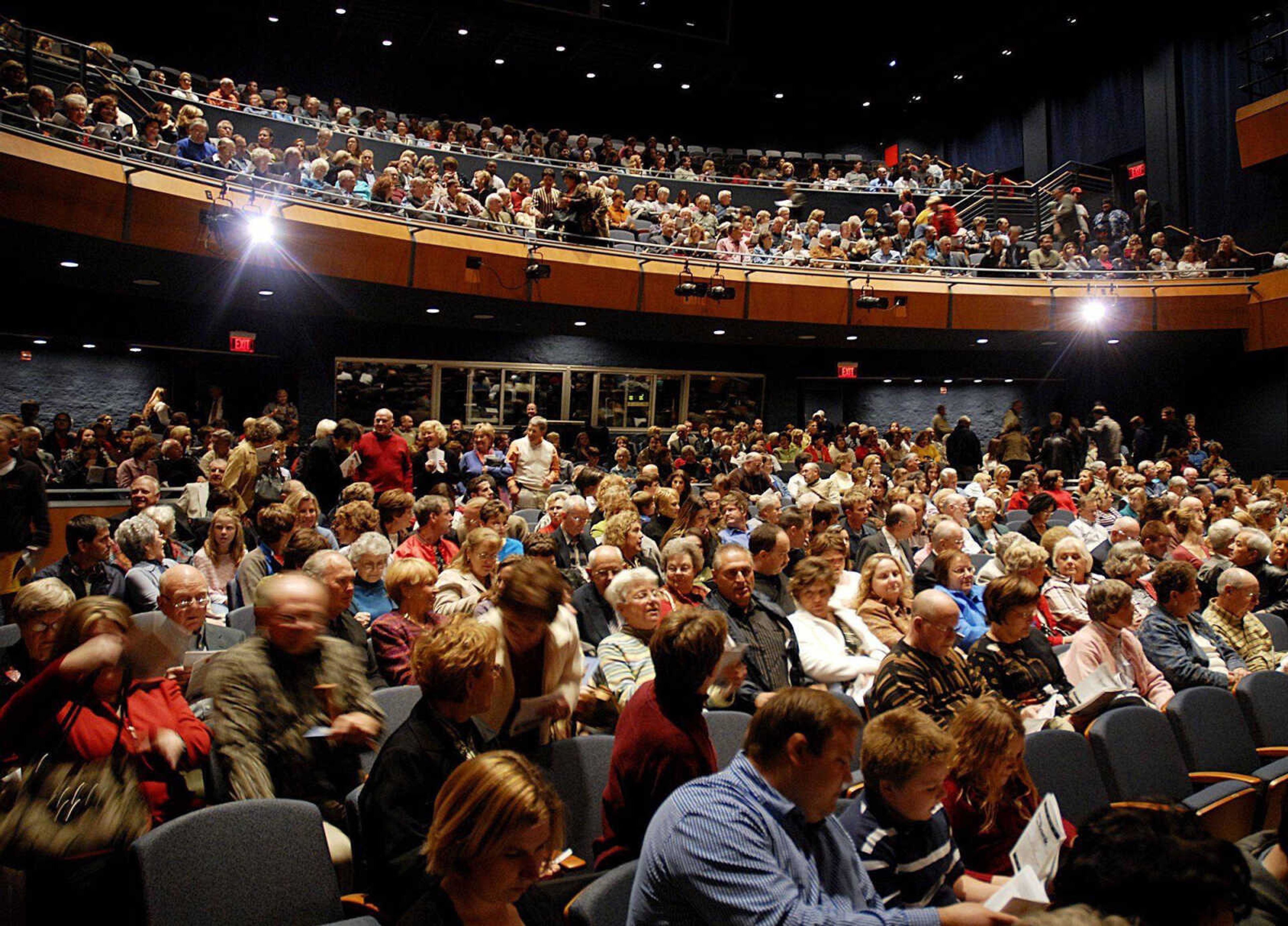 AARON EISENHAUER ~ photos@semissourian.com
Audience members filed in and found their seats before the start of the musical "Big River" on Oct. 24, 2007, the opening night at Bedell Performance Hall at the River Campus.