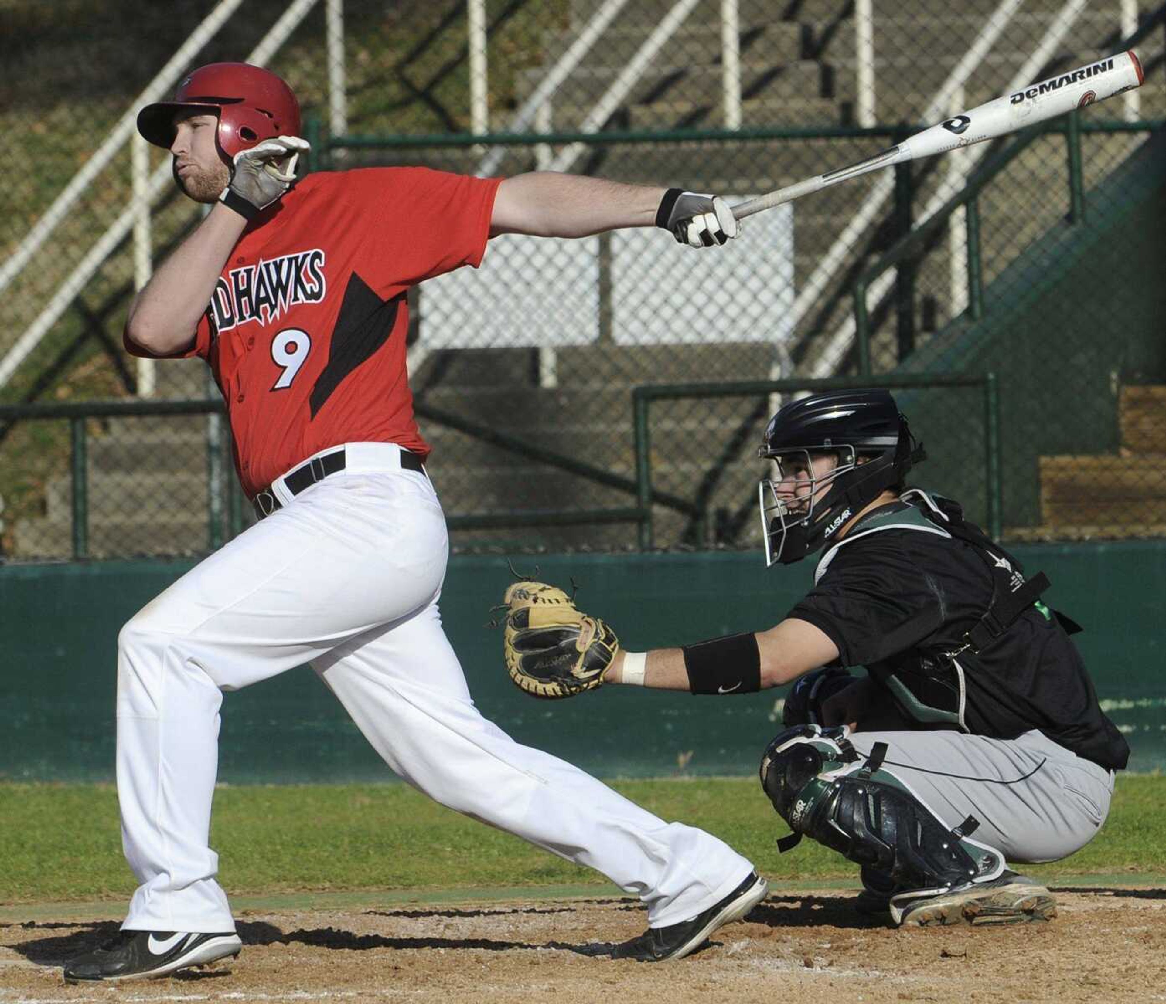 Southeast Missouri State's Trenton Moses singles against North Dakota during a game earlier this month at Capaha Field. (Fred Lynch)