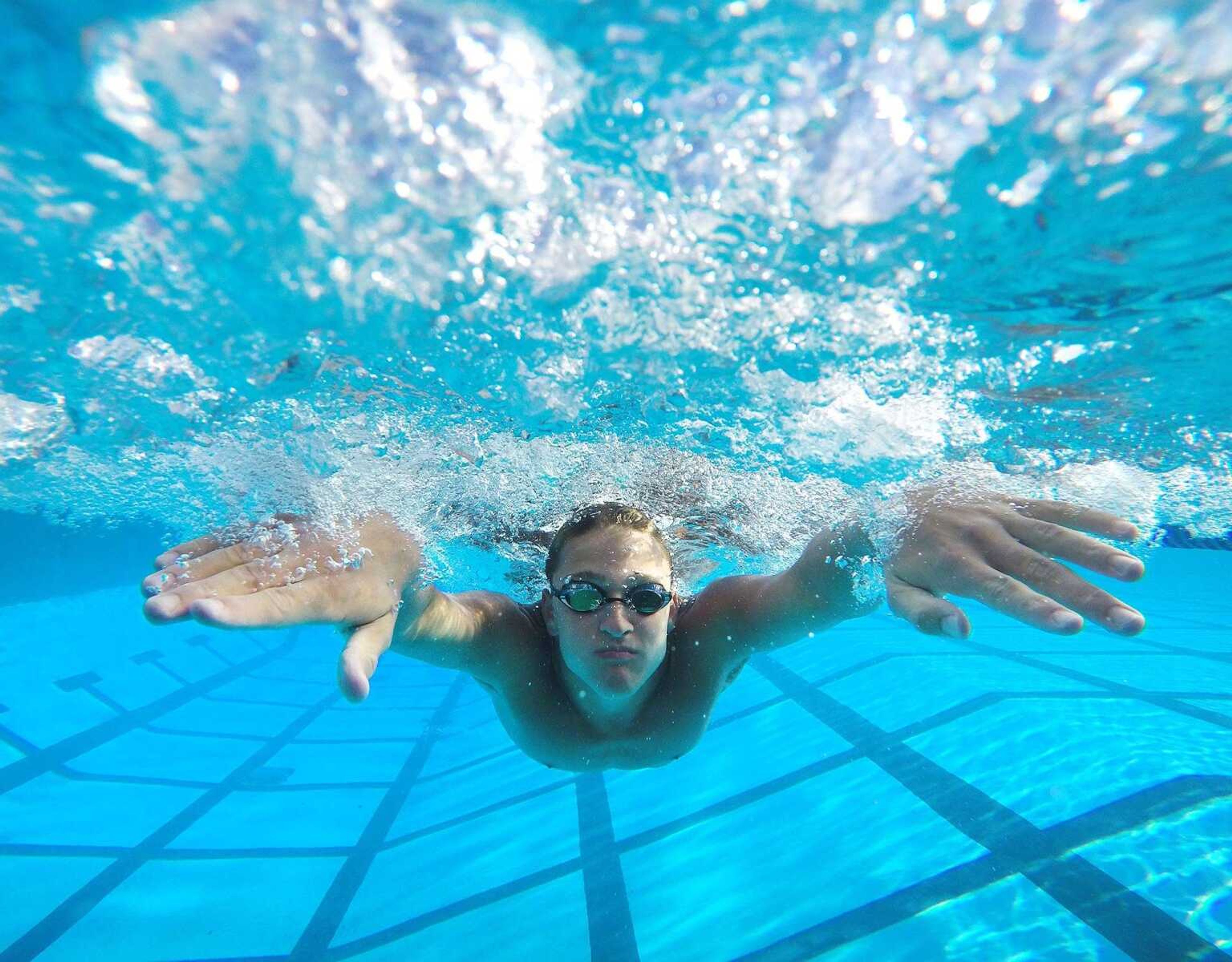 Cape Central's Brogan Davis performs the butterfly Monday at the Central Municipal Pool. Davis is one of three returning swimmers on the Tigers' 4x200-medley relay team, which claimed a first-place finish and set a new state record at last year's state meet.