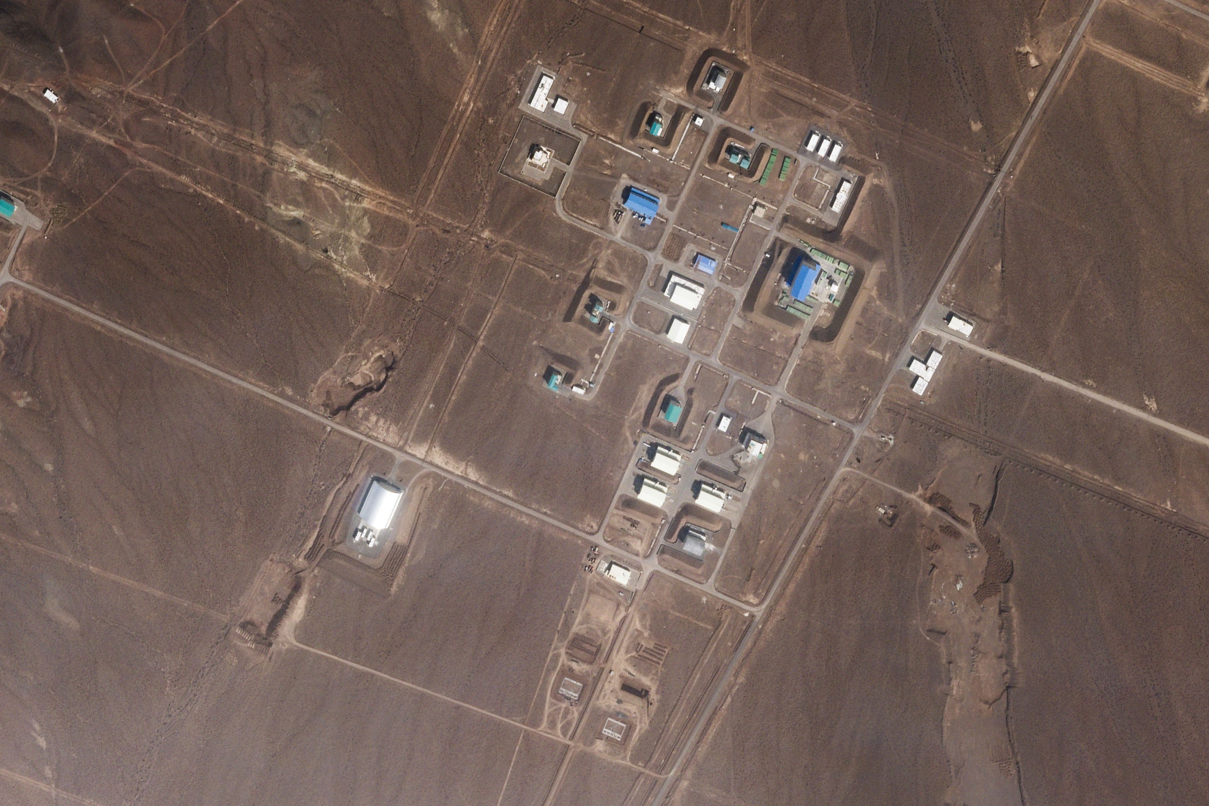 This satellite photo from Planet Labs PBC shows buildings at the Revolutionary Guard's Shahroud Space Center in Semnan province, Iran, March 19, 2024. Israel's attack on Iran likely damaged a base run by the paramilitary Revolutionary Guard that builds ballistic missiles and launches rockets as part of its own space program, satellite images analyzed by The Associated Press on Tuesday, Oct. 29, 2024, showed. (Planet Labs PBC via AP)