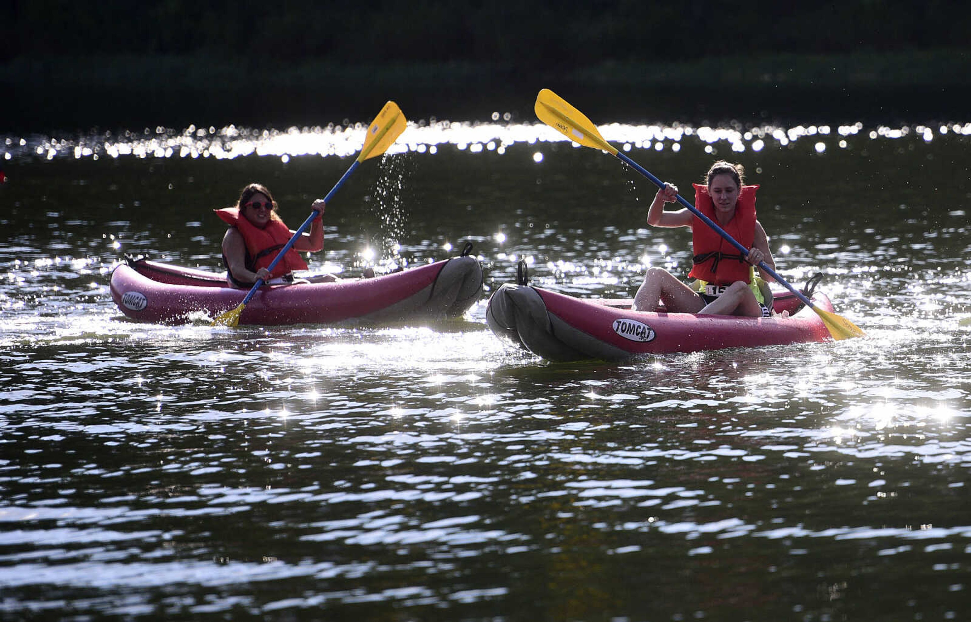 People kayak on Lake Boutin during the first ever St. Jude Heroes Yak 'n Run on Saturday, Aug. 26, 2017, at Trail of Tears State Park. All proceeds from the event support St. Jude Children's Research Hospital