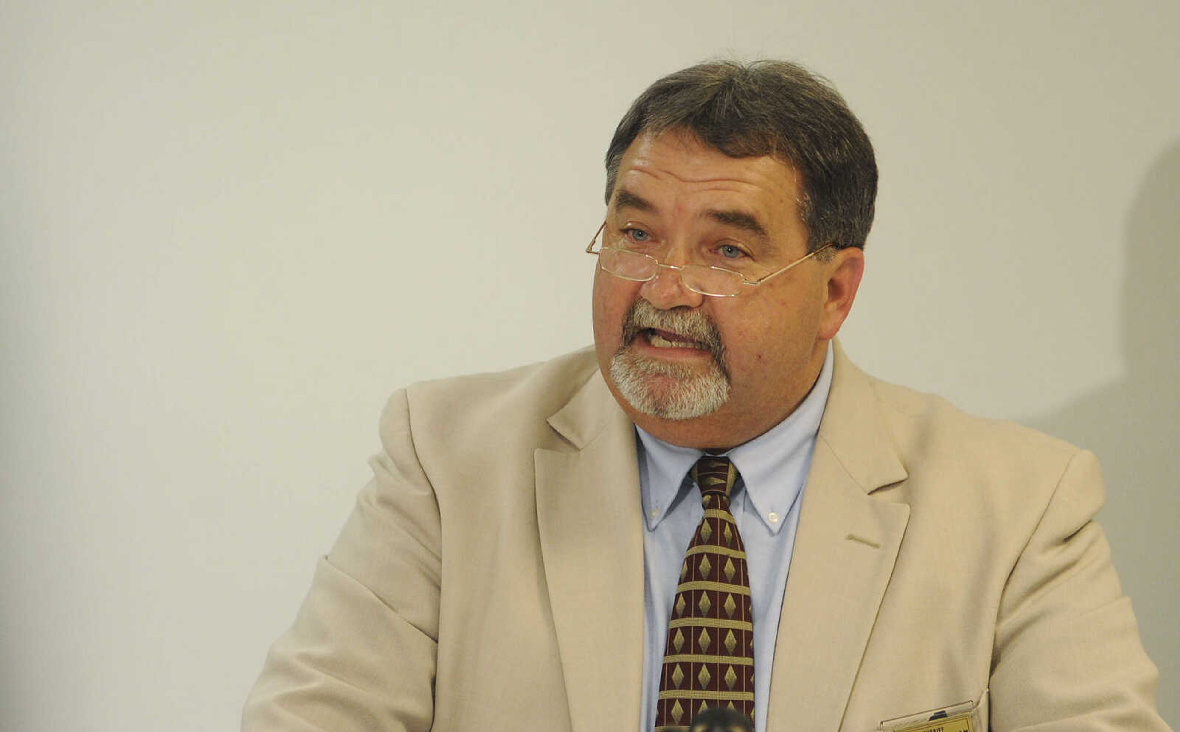 Cape Girardeau County Sheriff John Jordan speaks during a news conference Thursday, June 6, 2013, at the Cape Girardeau County Sheriff's Office after a hearing at the Cape Girardeau County Courthouse where Clay Waller pleaded guilty to killing his wife, Jacque Waller, on June 1, 2011.