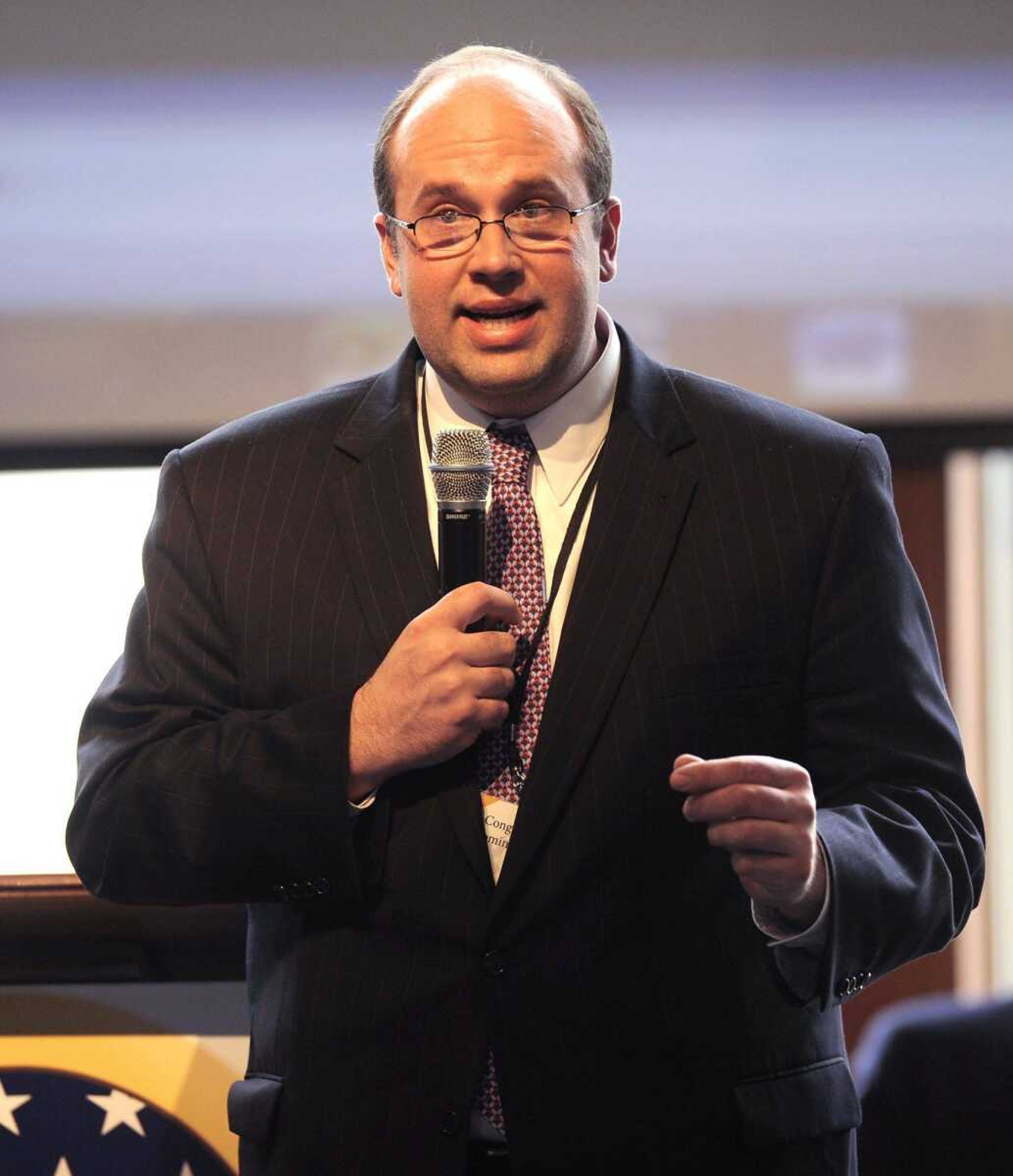 Jason Smith speaks after his nomination by the Republican 8th District Congressional Committee Saturday, Feb. 9, 2013 in Van Buren, Mo. (Fred Lynch)