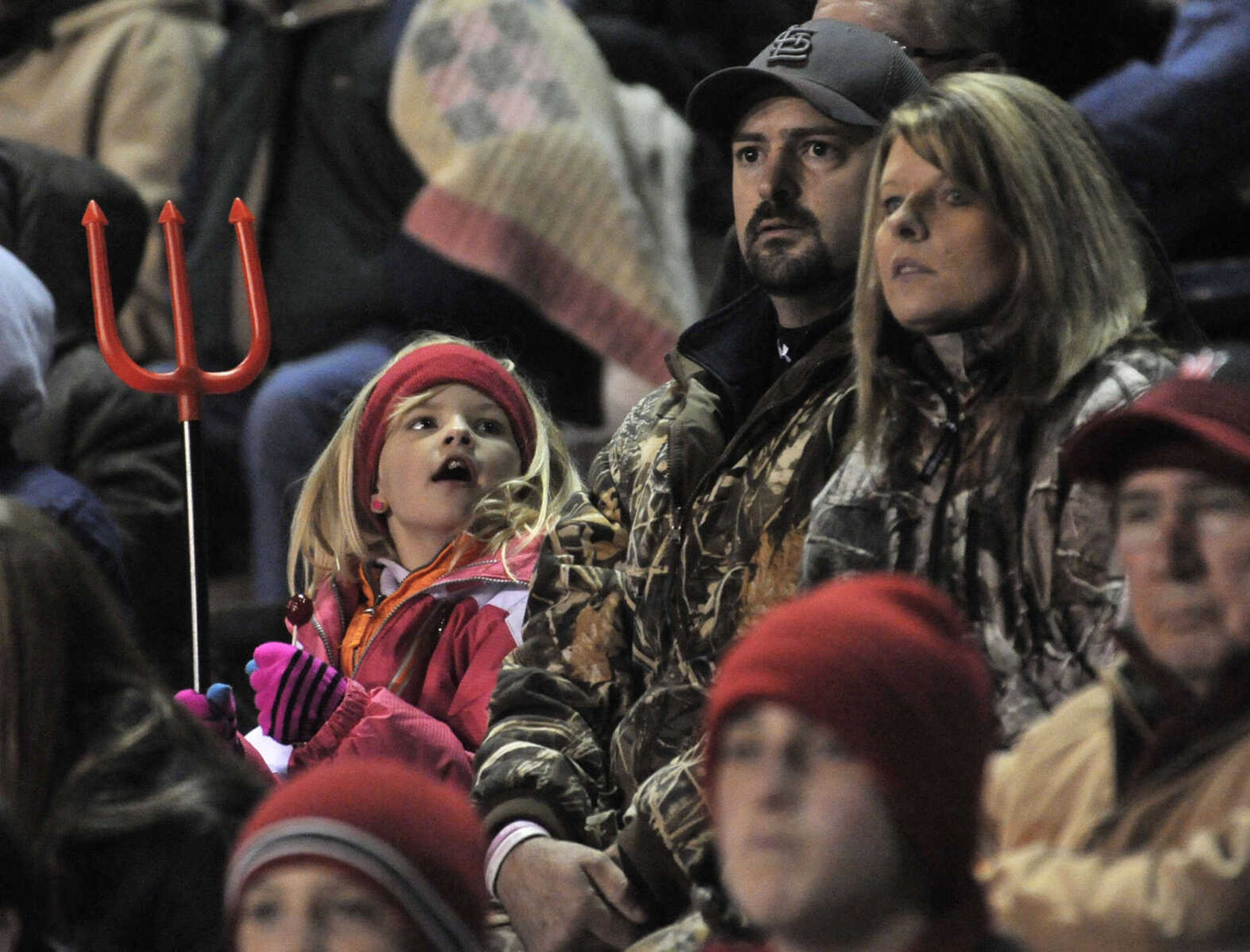 FRED LYNCH ~ flynch@semissourian.com
Chaffee fans watch the football game with Charleston Friday, Oct. 25, 2013 in Charleston, Mo.