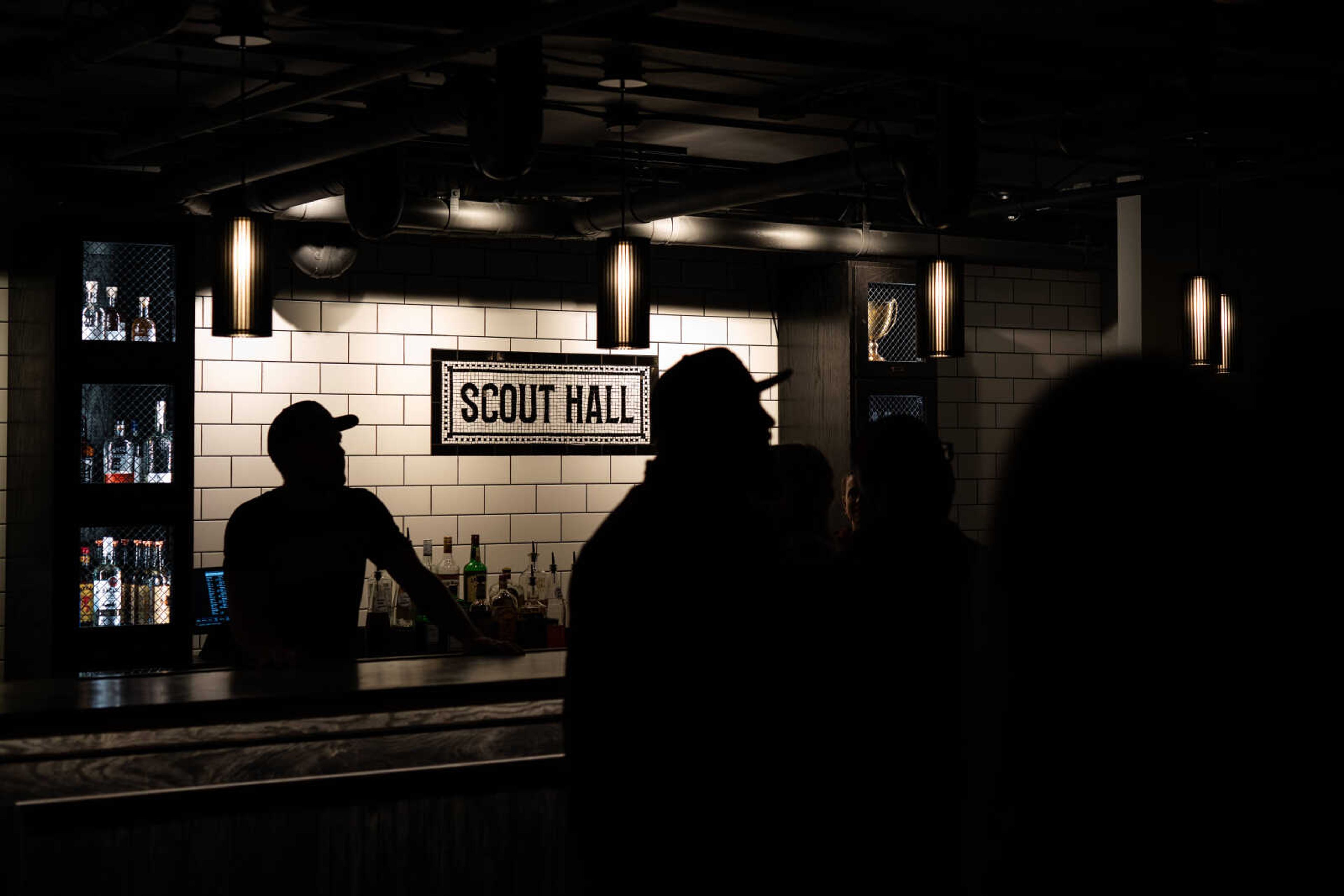 The bar at Scout Hall is open during music events, offering different drinks, including non-alcoholic options.  