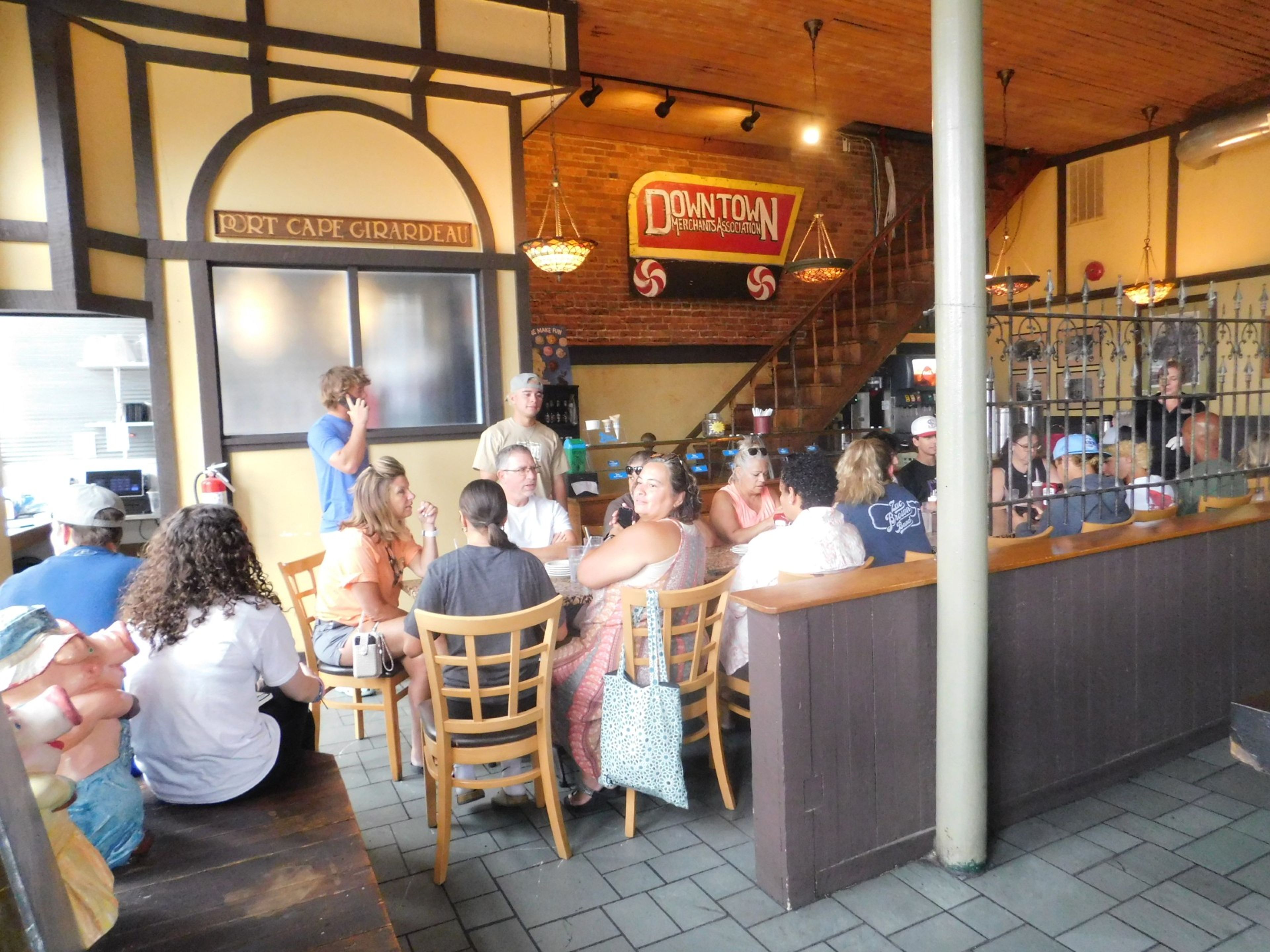 Guests dine in at Port Cape Girardeau Restaurant and Lounge. The restaurant opens for lunch and dinner seven days a week, and some of its menu items have been featured since its opening in 1974.