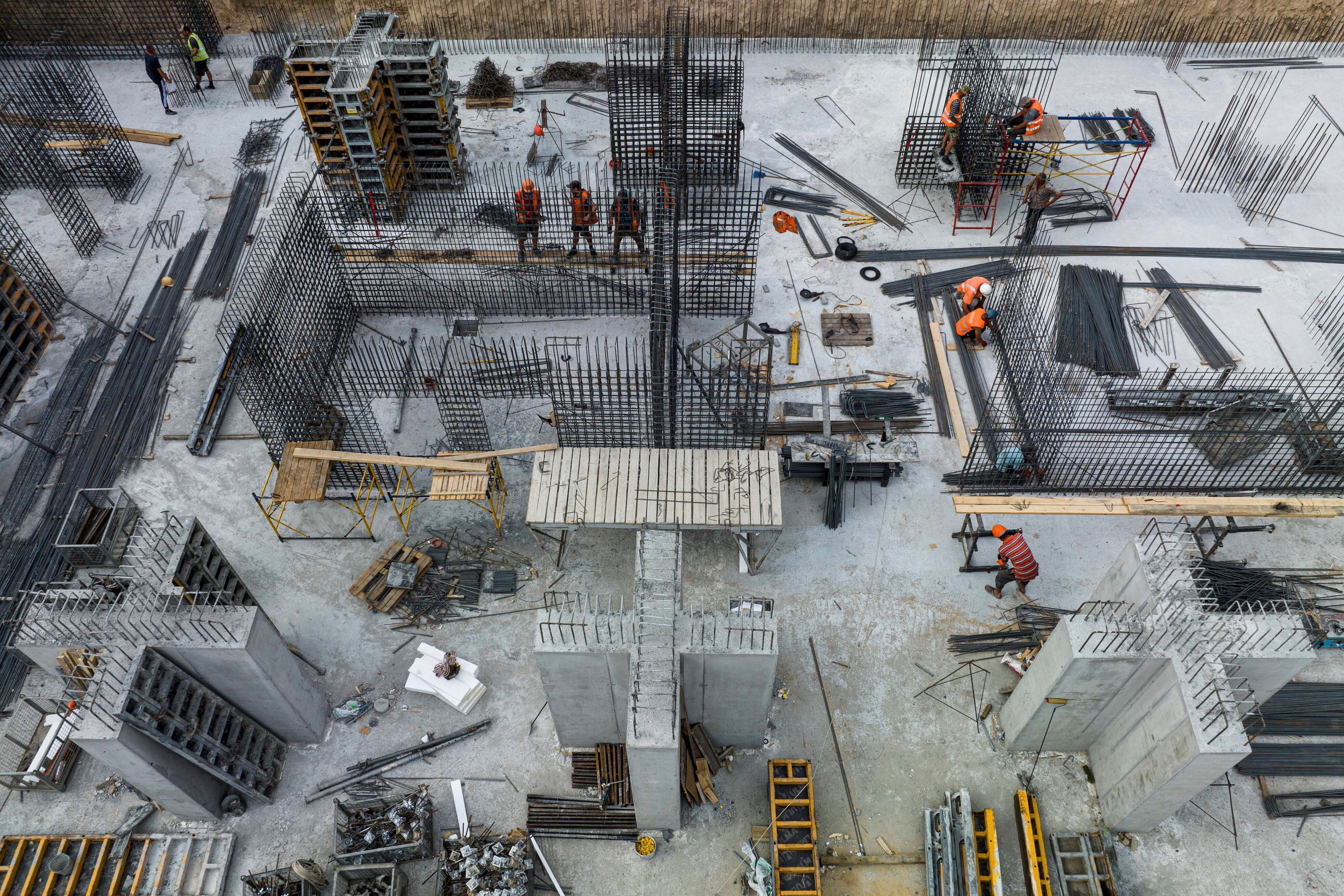 Construction is underway at an underground version of at Gymnasium No. 71 in Zaporizhzhia, Ukraine, Aug. 30, 2024. (AP Photo/Evgeniy Maloletka)