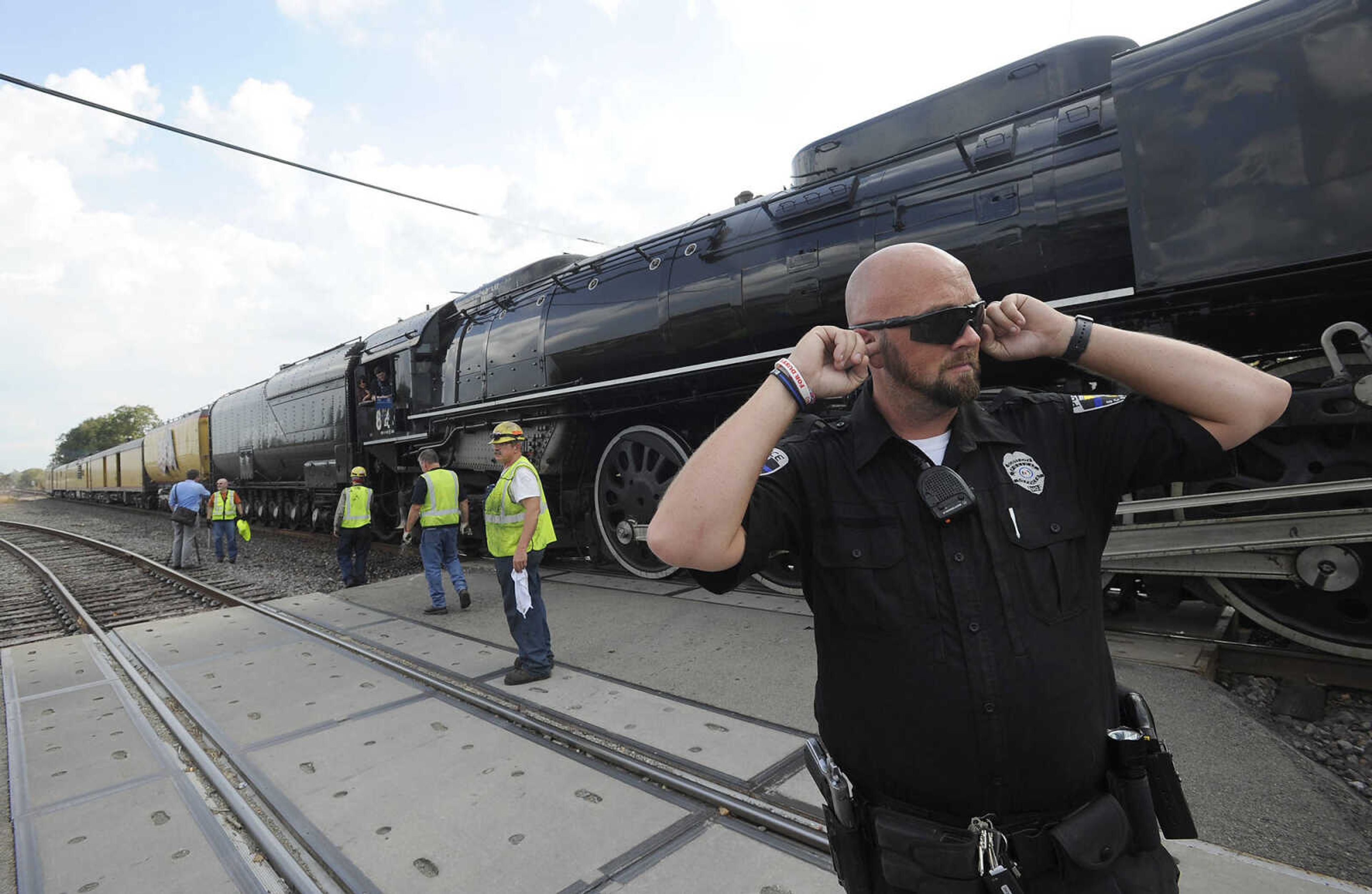 FRED LYNCH ~ flynch@semissourian.com
The Union Pacific No. 844 steam locomotive makes a brief stop Wednesday, Oct. 19, 2016 in Scott City while on its way to Memphis.