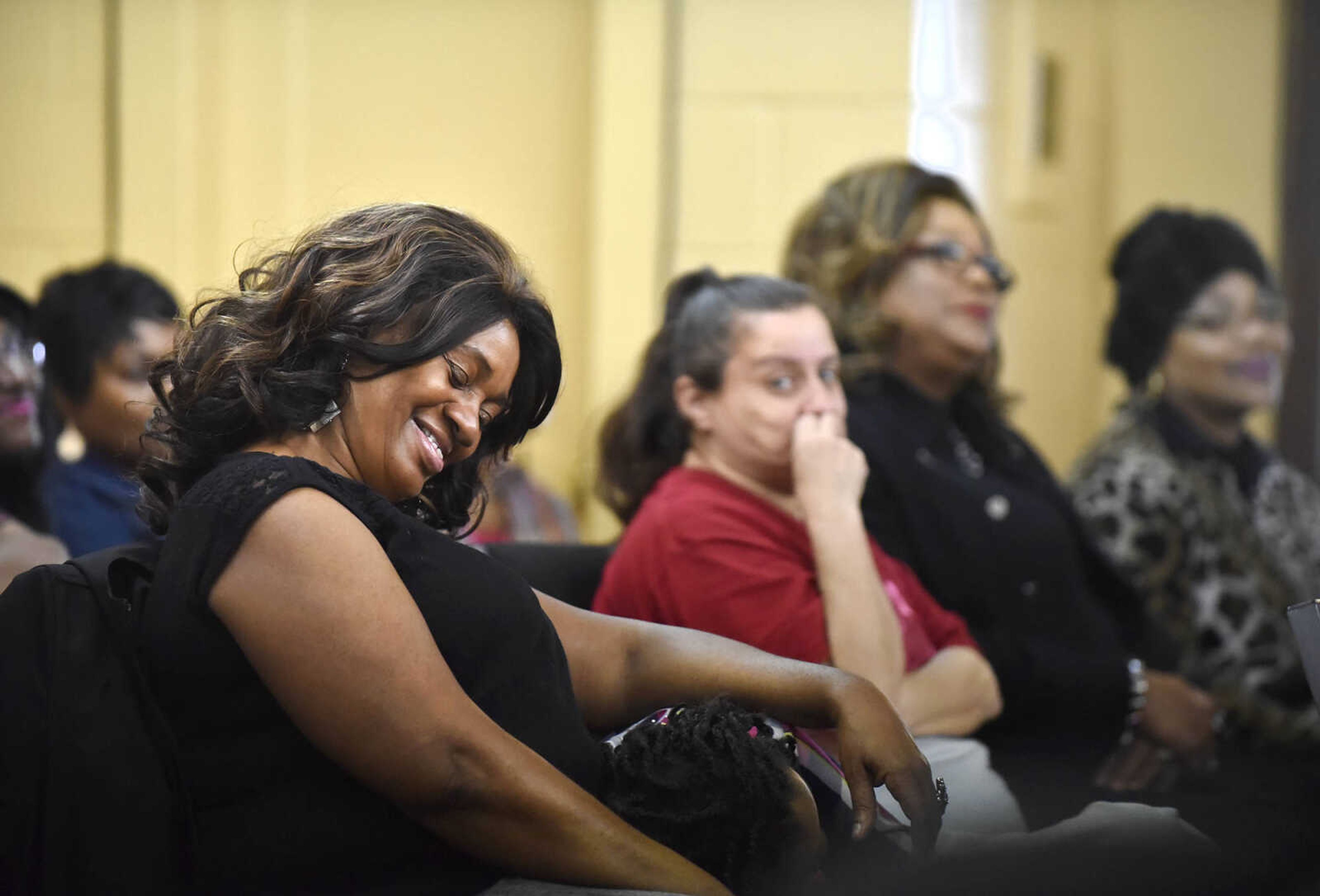 Margaret Tidwell smiles during "And Justice For All's" Martin Luther King Jr. Day program on Monday, Jan. 16, 2017, at New Life New Beginning World Outreach Center in Sikeston, Missouri.