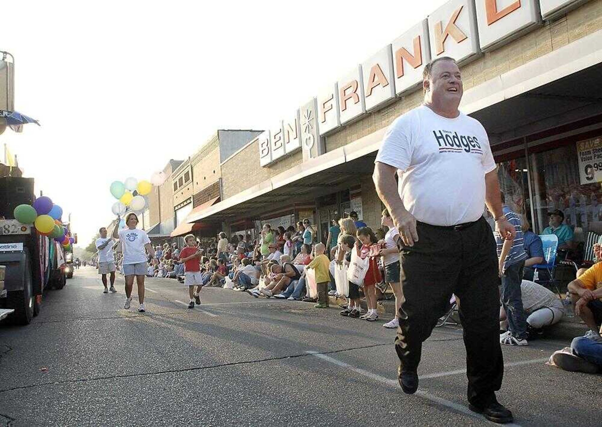 Steve Hodges walked through downtown Dexter during the Stoddard County Fair parade Tuesday. (Kit Doyle)