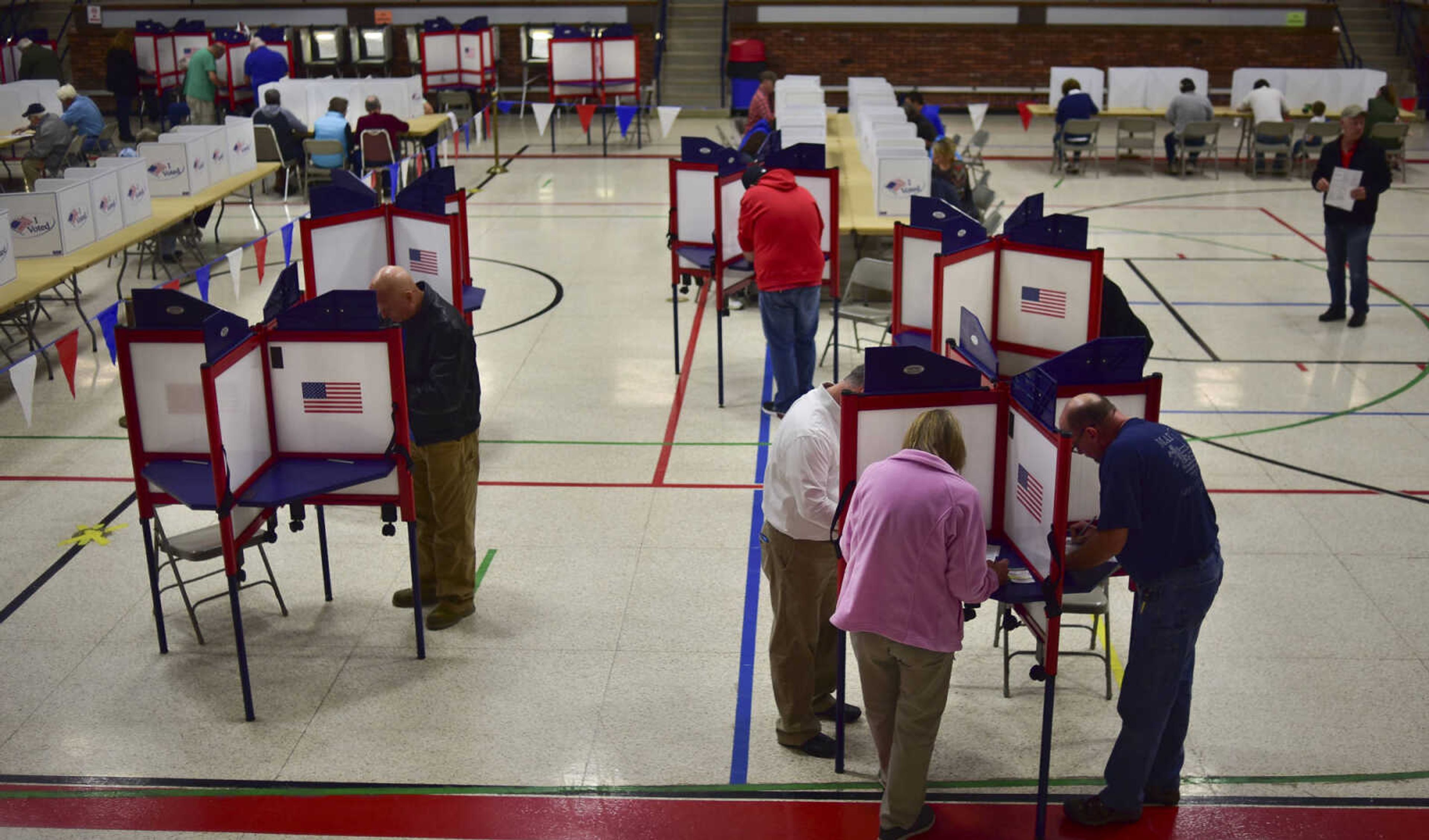 ANDREW J. WHITAKER ~ awhitaker@semissourian.com
People vote at the Arena Building Tuesday, Nov. 8, 2016 in Cape Girardeau.