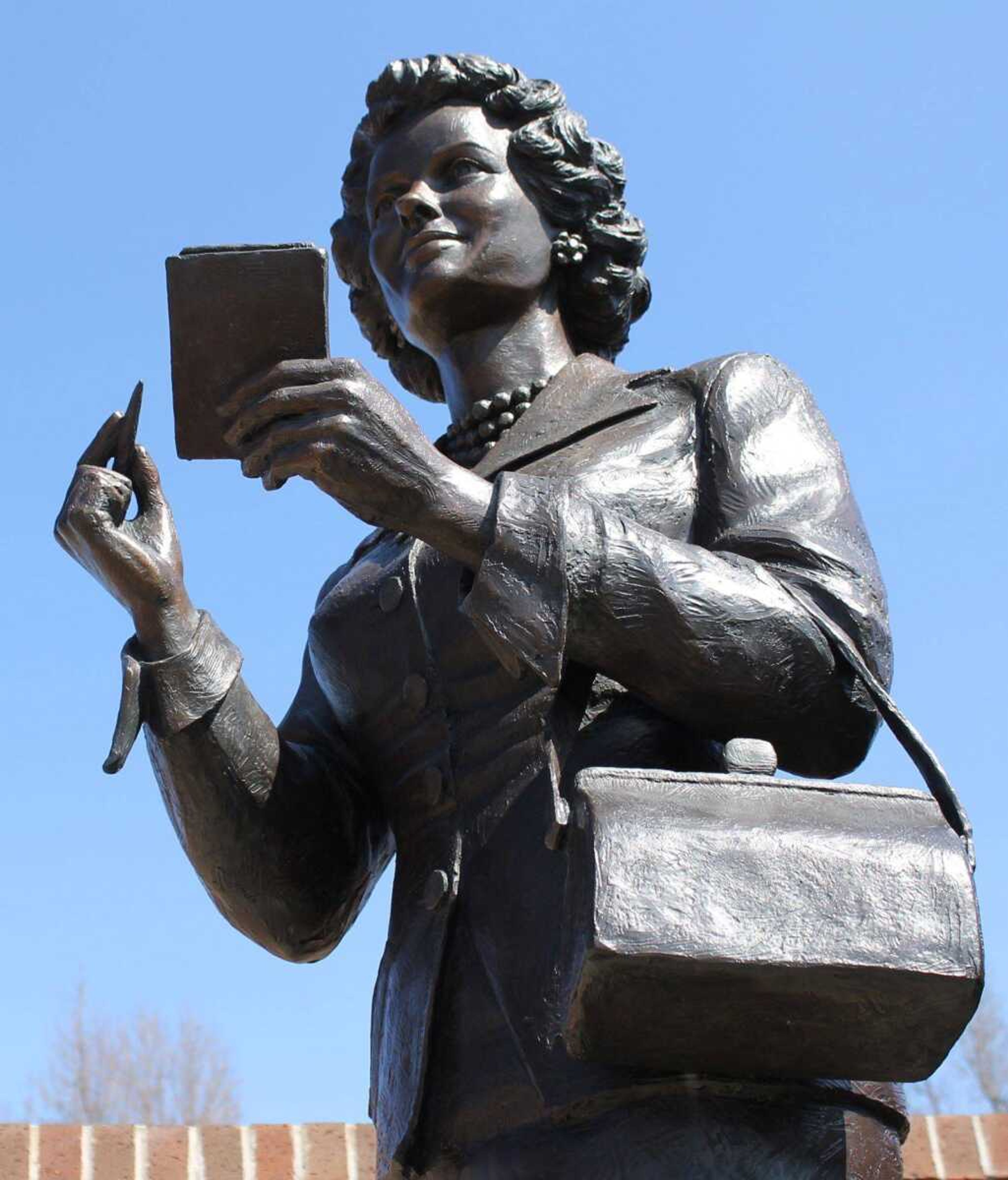 A bronze statue of Noel Neill, who played Lois Lane in the 1950s Superman television series, stands in downtown Metropolis, Ill.