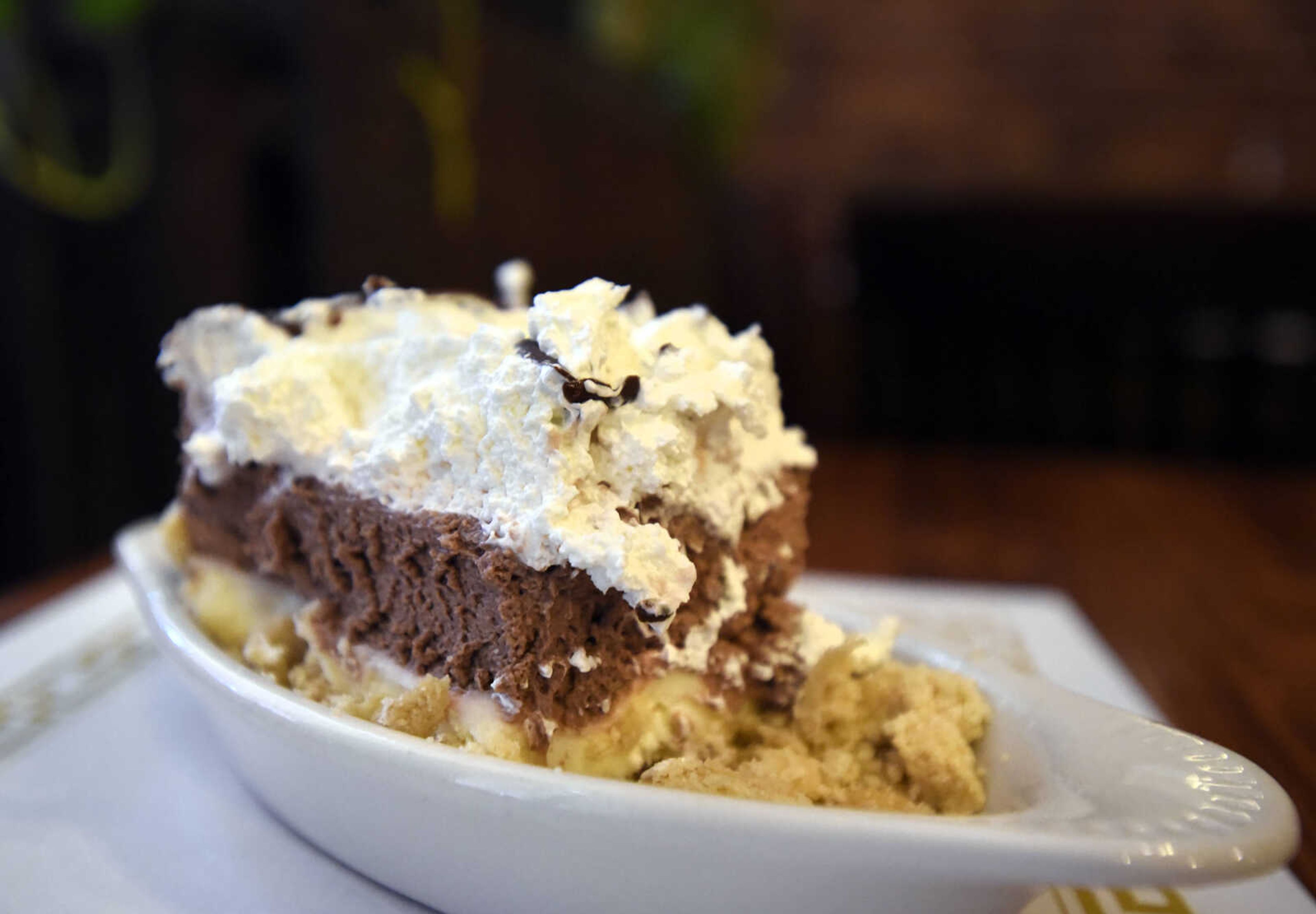 The Anvil in St. Genevieve serves homemade pies, including this 4-layer chocolate pie as seen on Friday, March 17, 2017.