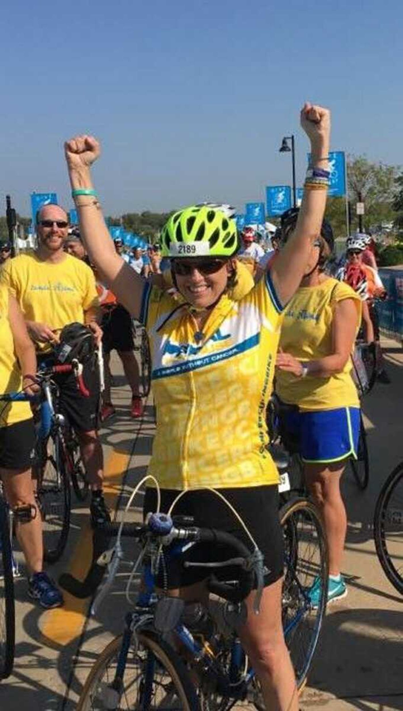 Sandi Essner rides in a Pedal the Cause fundraising event in 2017.