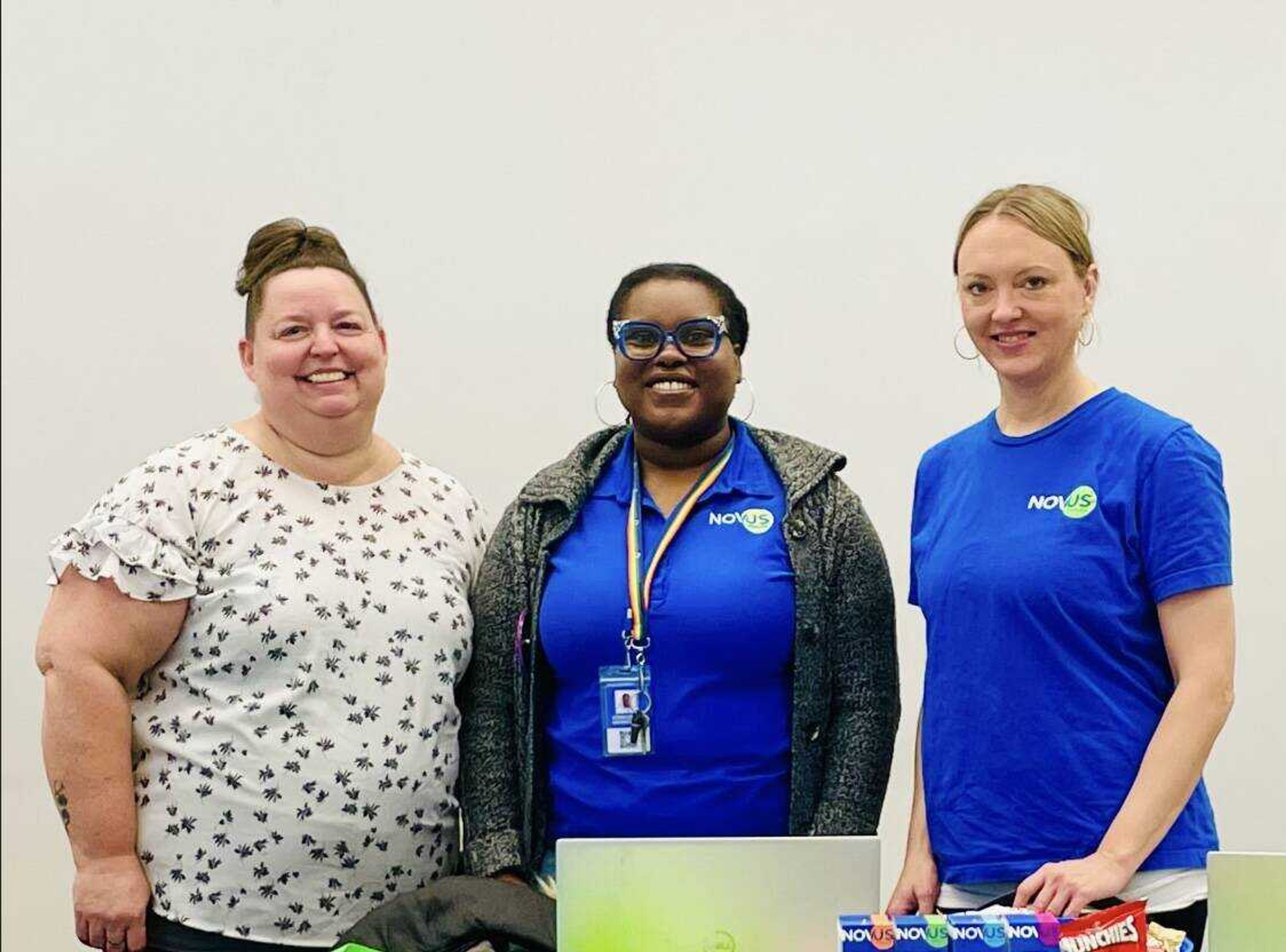 NOVUS Health Outreach and Enrollment Team (L to R) Georgia Rodgers, SE MO Community Health Worker; Keanna Jackson, St. Louis Community Health Worker; Amanda Williams, Community Health & Prevention Manager