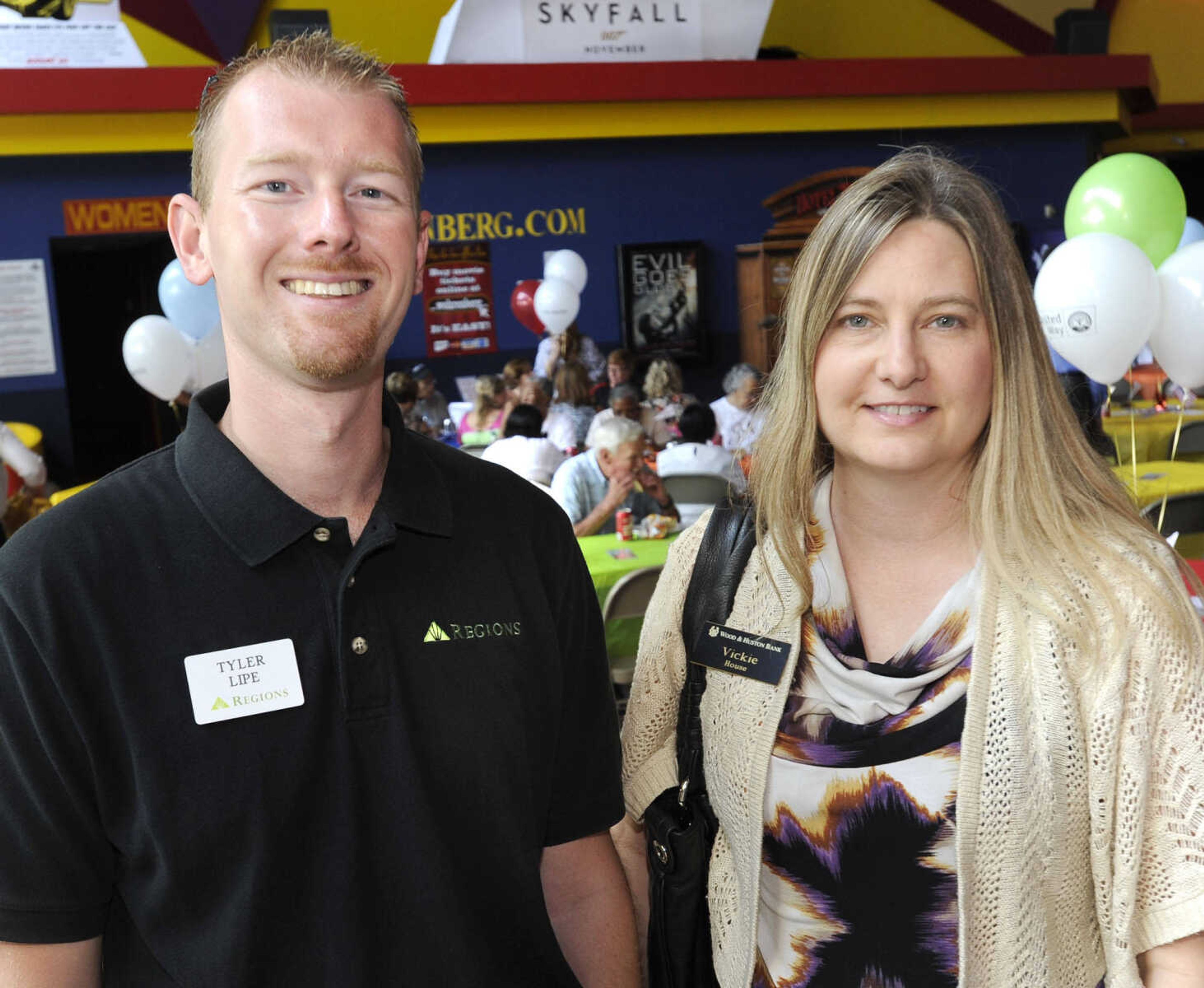 Tyler Lipe, left, and Vickie House pose at the United Way of Southeast Missouri campaign kickoff Aug. 30 at West Park 14 Cine.