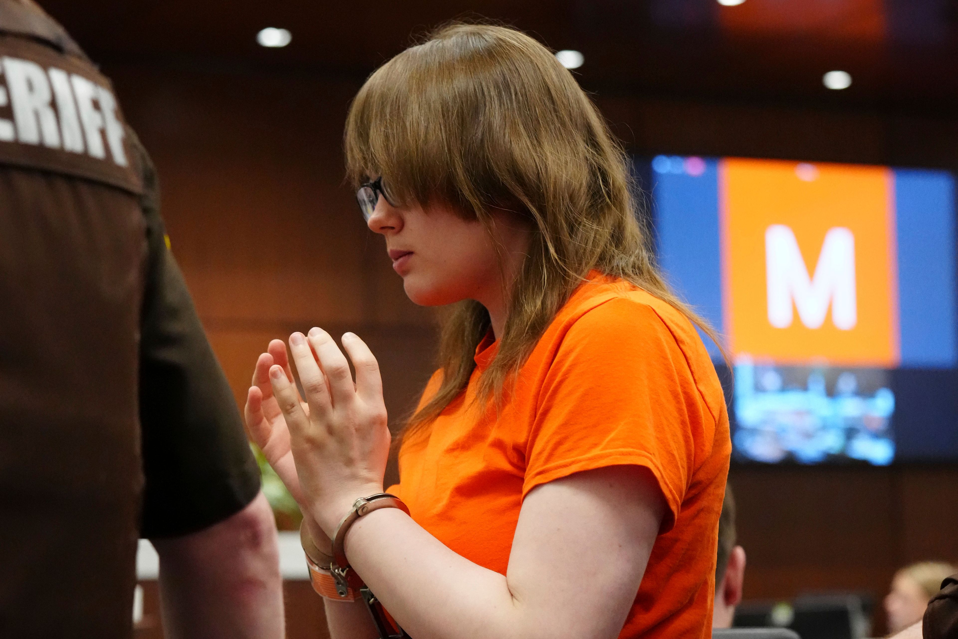 FILE - Morgan Geyser is led out Waukesha County Circuit Court after day one of a motion hearing, April 10, 2024, in Waukesha, Wis. (Scott Ash/Milwaukee Journal-Sentinel via AP, File)