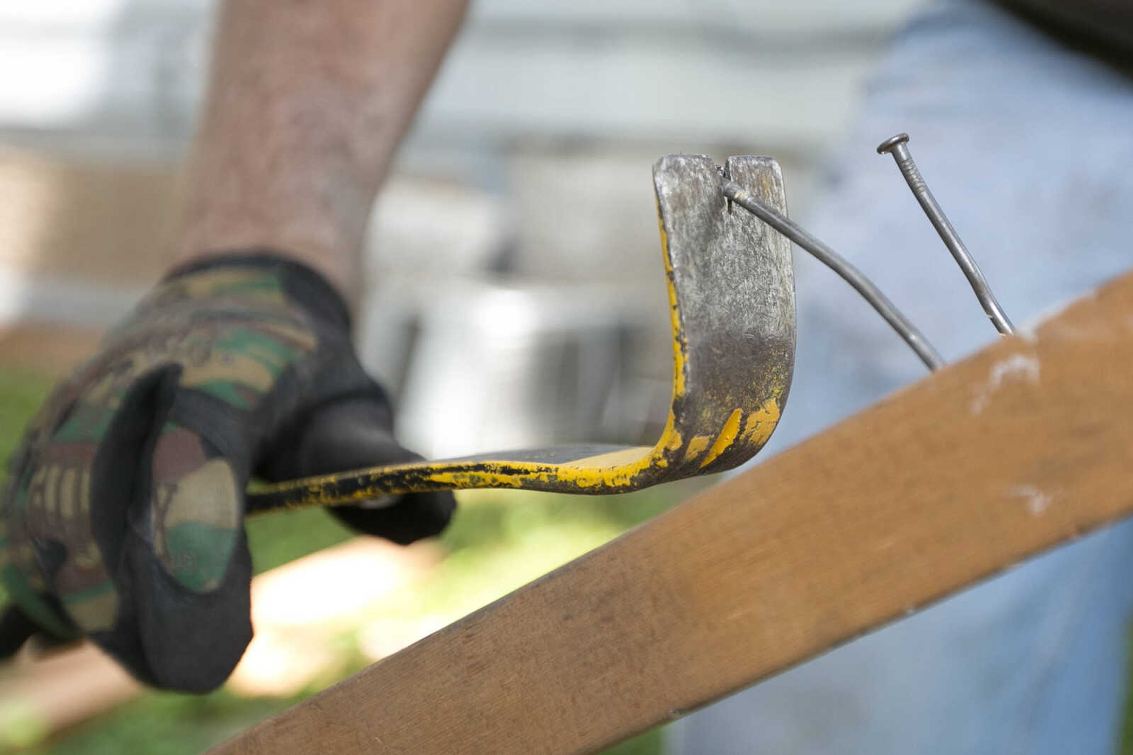 GLENN LANDBERG ~ glandberg@semissourian.com


Jacob Fish pulls a nail from a board during a work day at a house donated to the Student Veterans Organization at Southeast Missouri State University, Saturday, June 20, 2015 in Cape Girardeau.