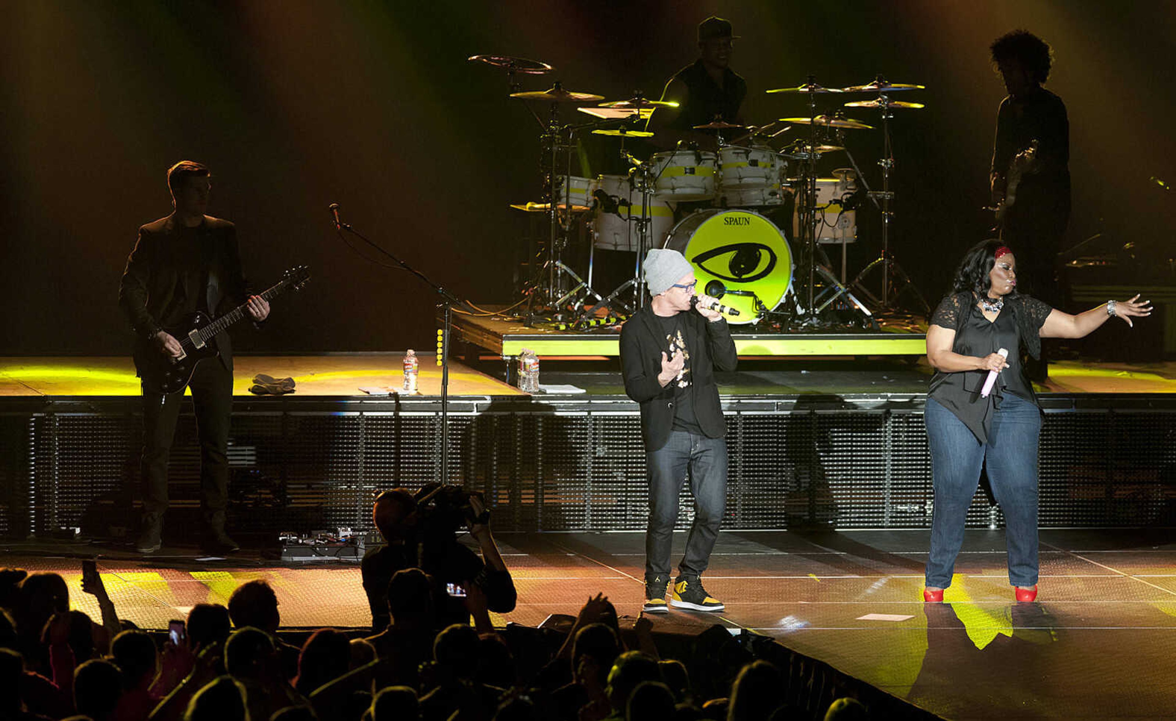 TobyMac, left, and Mandisa perform as part of the Hits Deep Tour Friday, Dec. 13, at the Show Me Center in Cape Girardeau.