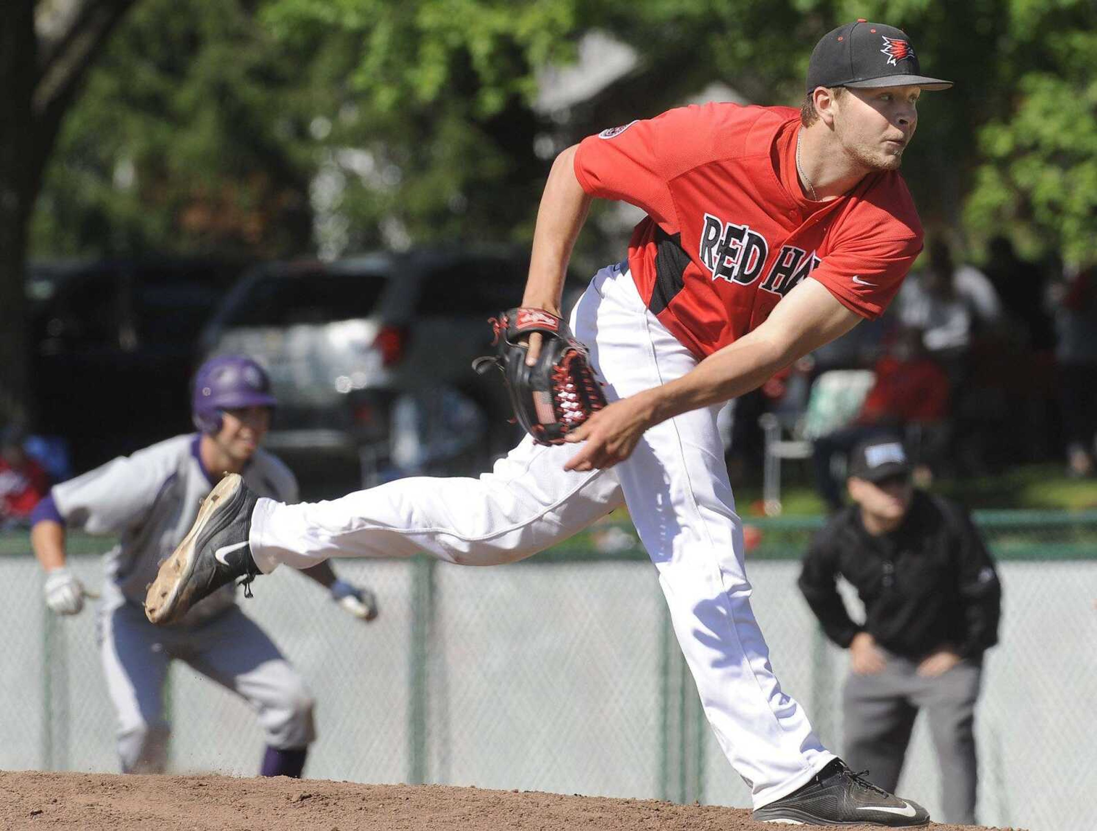 Southeast Missouri State reliever Adam Pennington pitches to a Stephen F. Austin batter during the fifth inning Saturday, May 14, 2016 at Capaha Field.