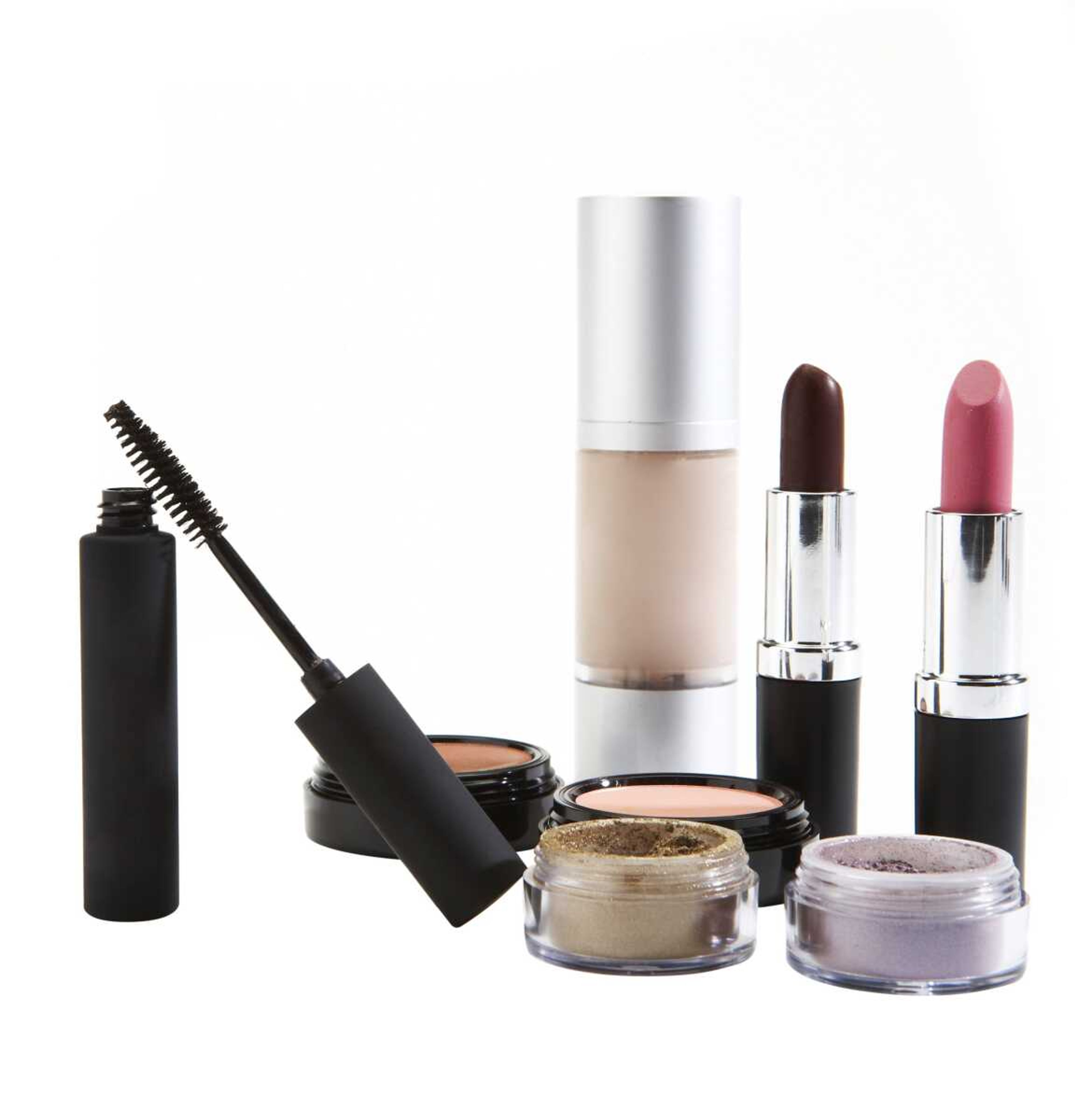 Cosmetics on white background