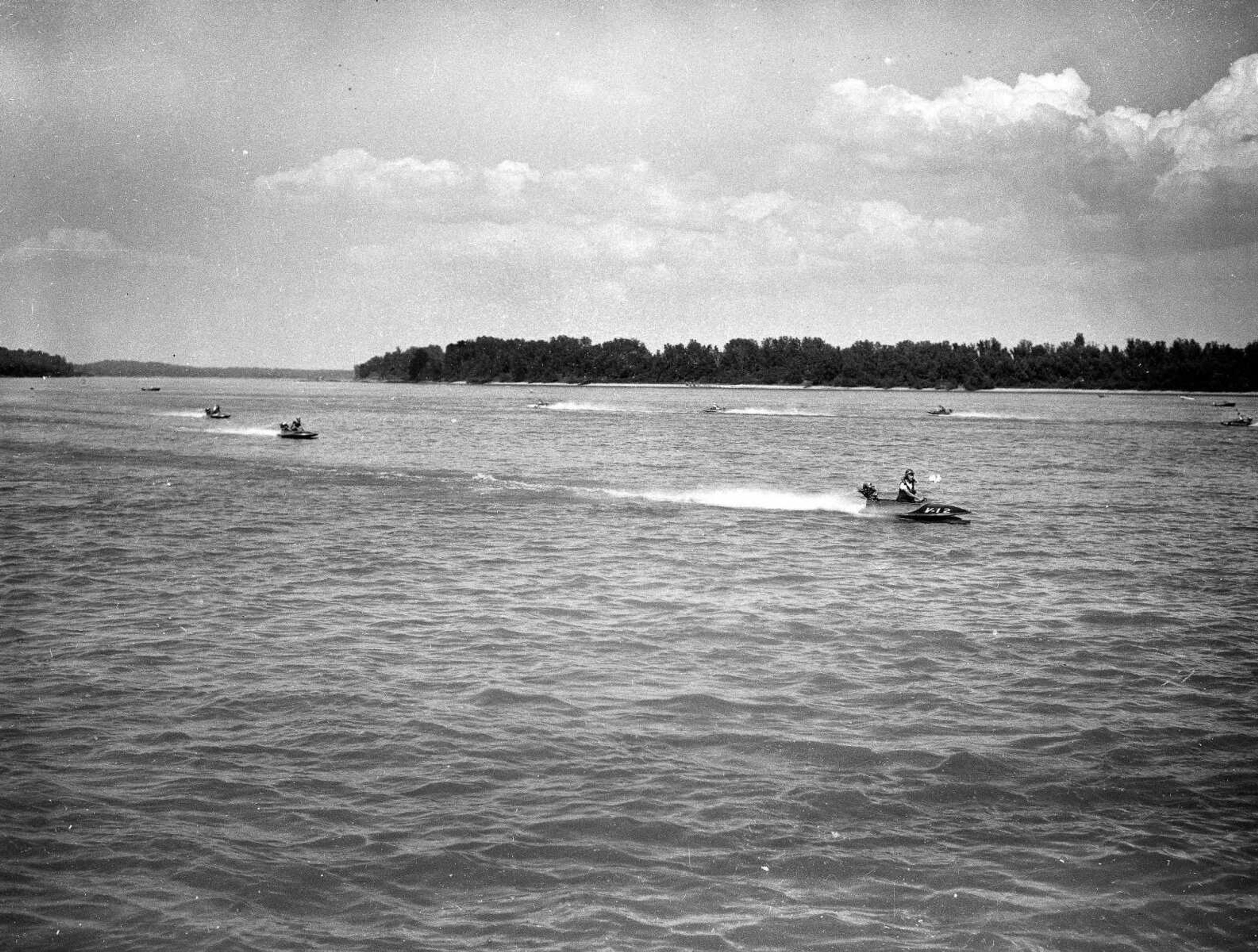 Boat races on the Mississippi River. Undated. (Missourian archives photo by G.D. "Frony" Fronabarger)