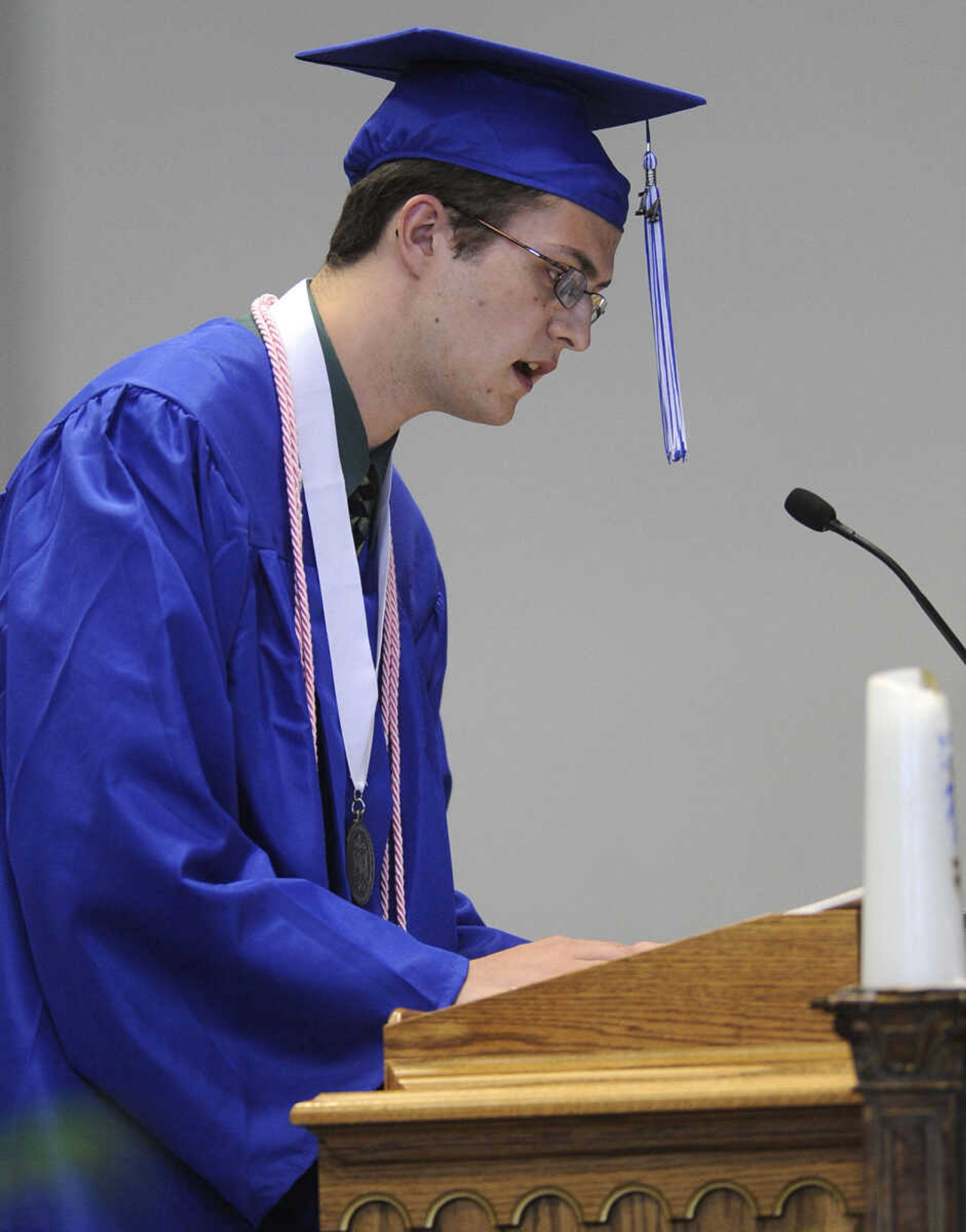 Christian DeYong sings "Ave Maria" at the Notre Dame Regional High School commencement Sunday, May 18, 2014.