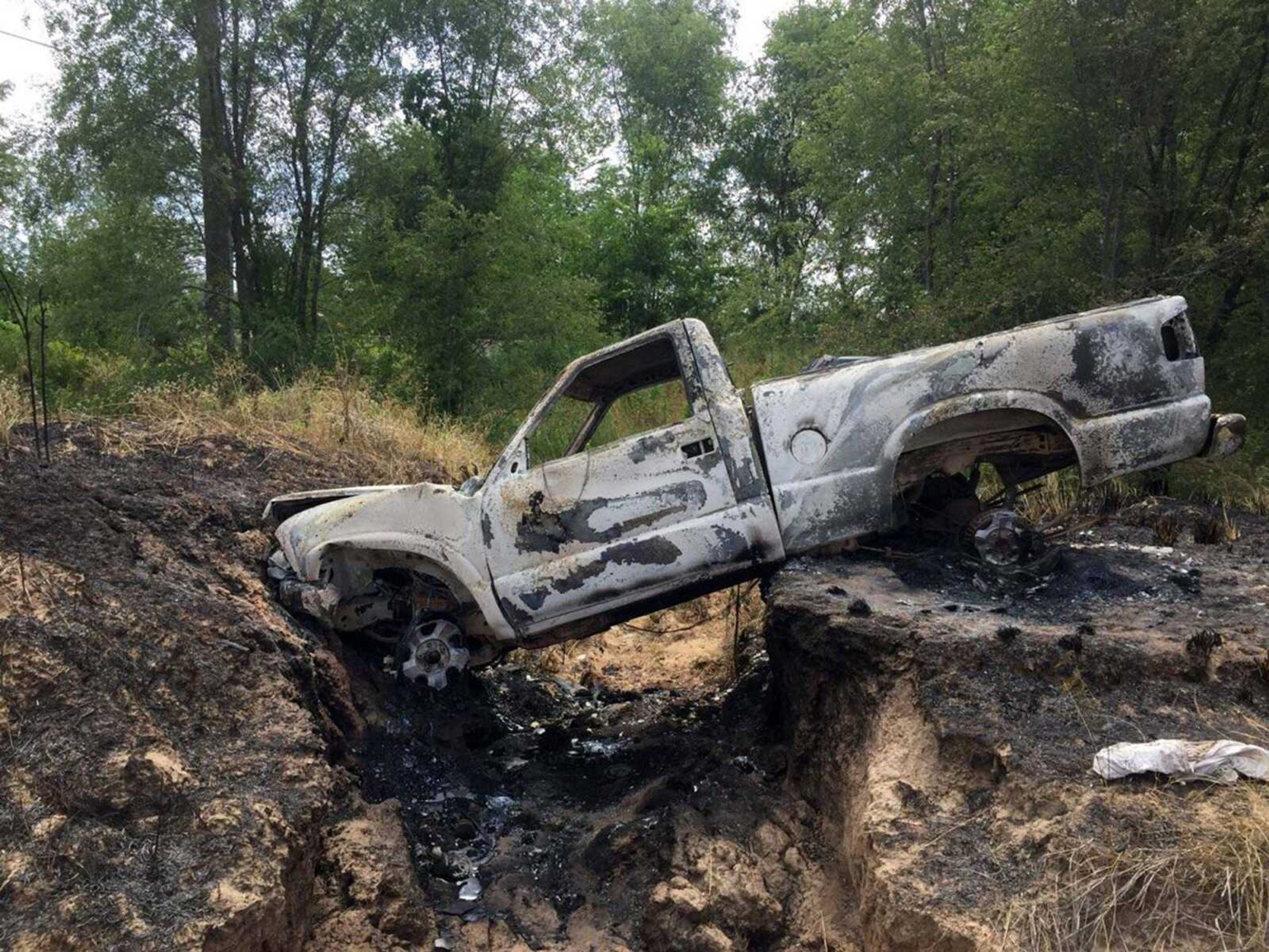 A man was badly burned after an accident Thursday night in this pickup truck near Route ZZ and U.S. 61.