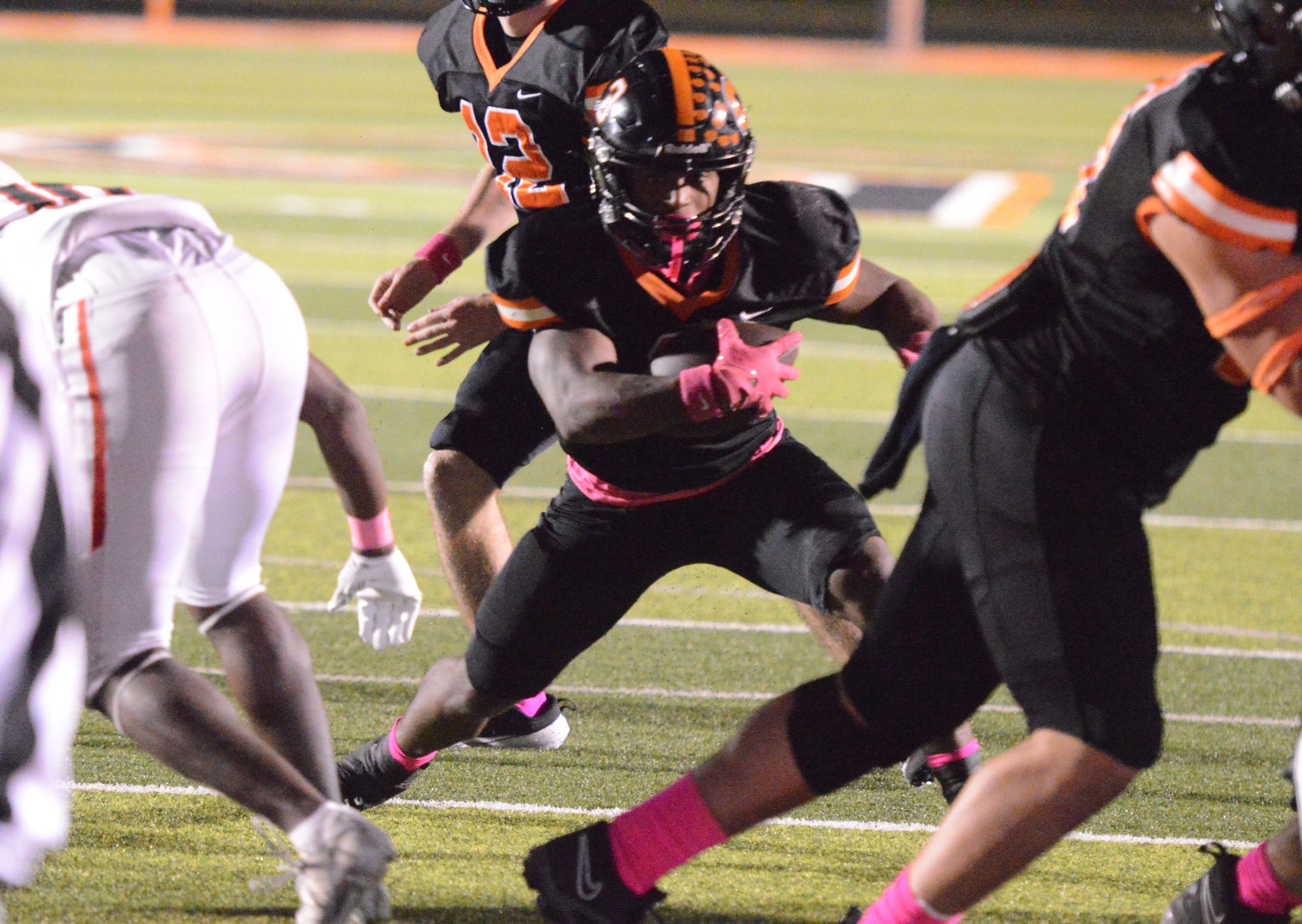 Cape Central running back Zai'Aire Thomas runs the ball up the gut against Lift for Life Academy on Friday, Oct. 18.