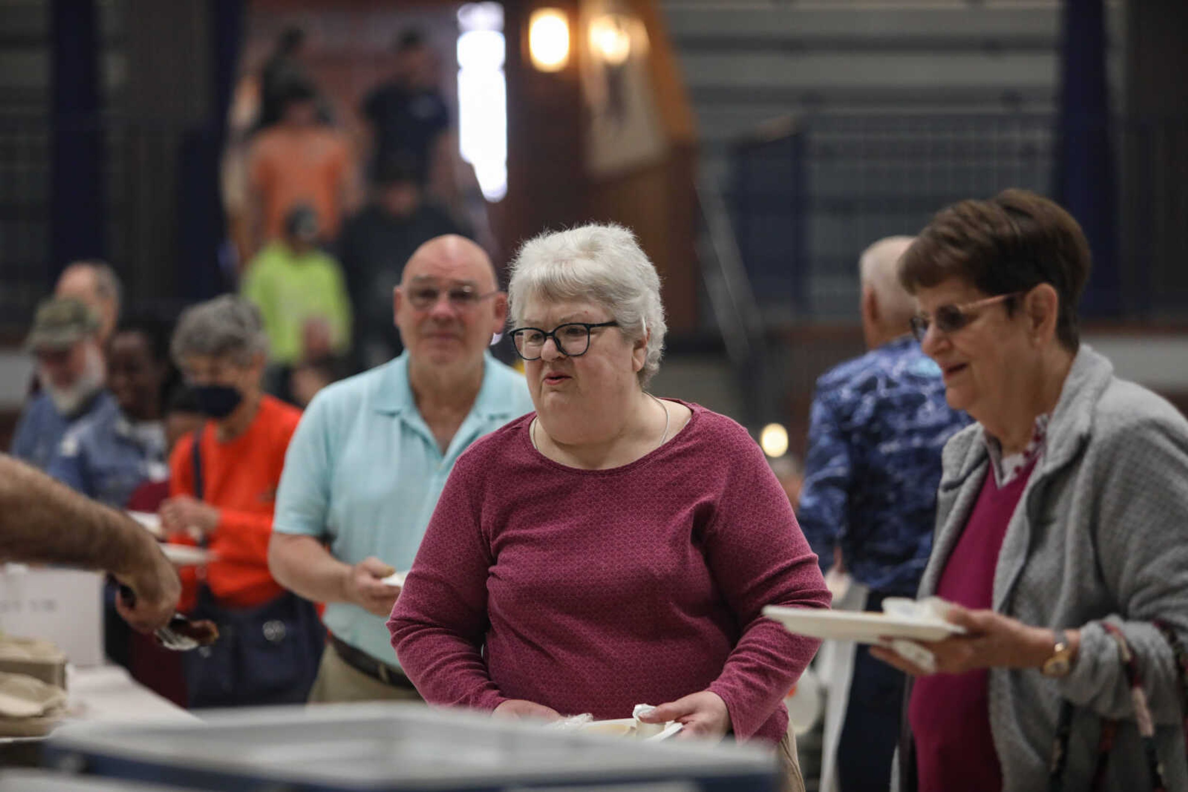 Customers wait to be served.